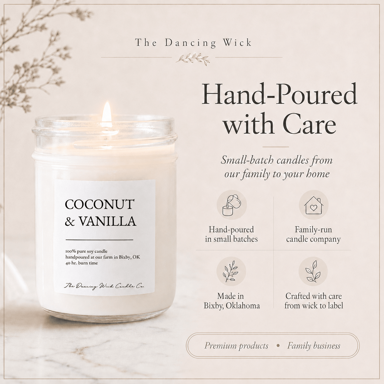 Coconut + Vanilla - TDW Signature Candle - The Dancing Wick