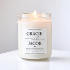 Couple's Names & Date Keepsake Candle - The Dancing Wick