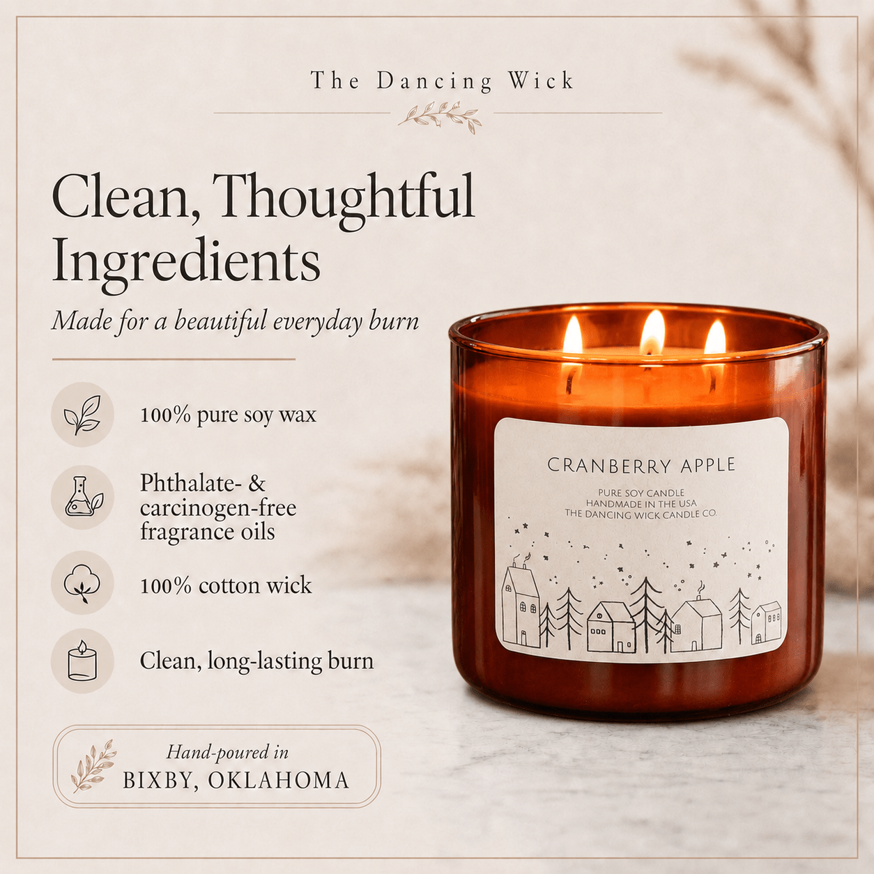 Cranberry Apple - 3 Wick Christmas Tumbler Candle - The Dancing Wick