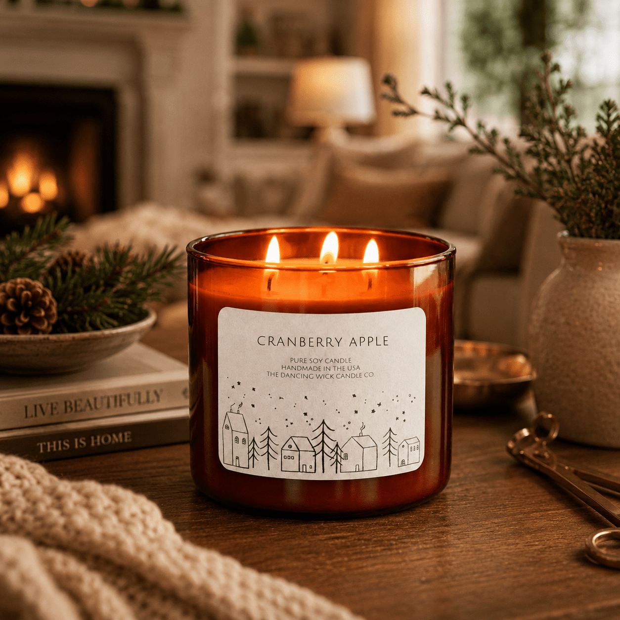 Cranberry Apple - 3 Wick Christmas Tumbler Candle - The Dancing Wick