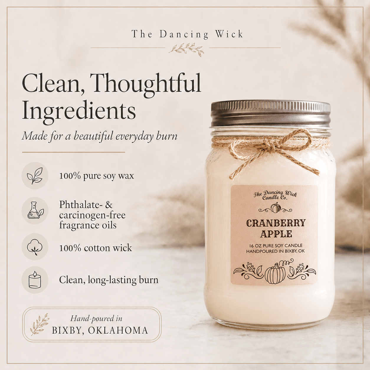 Cranberry Apple - Fall Candle - The Dancing Wick