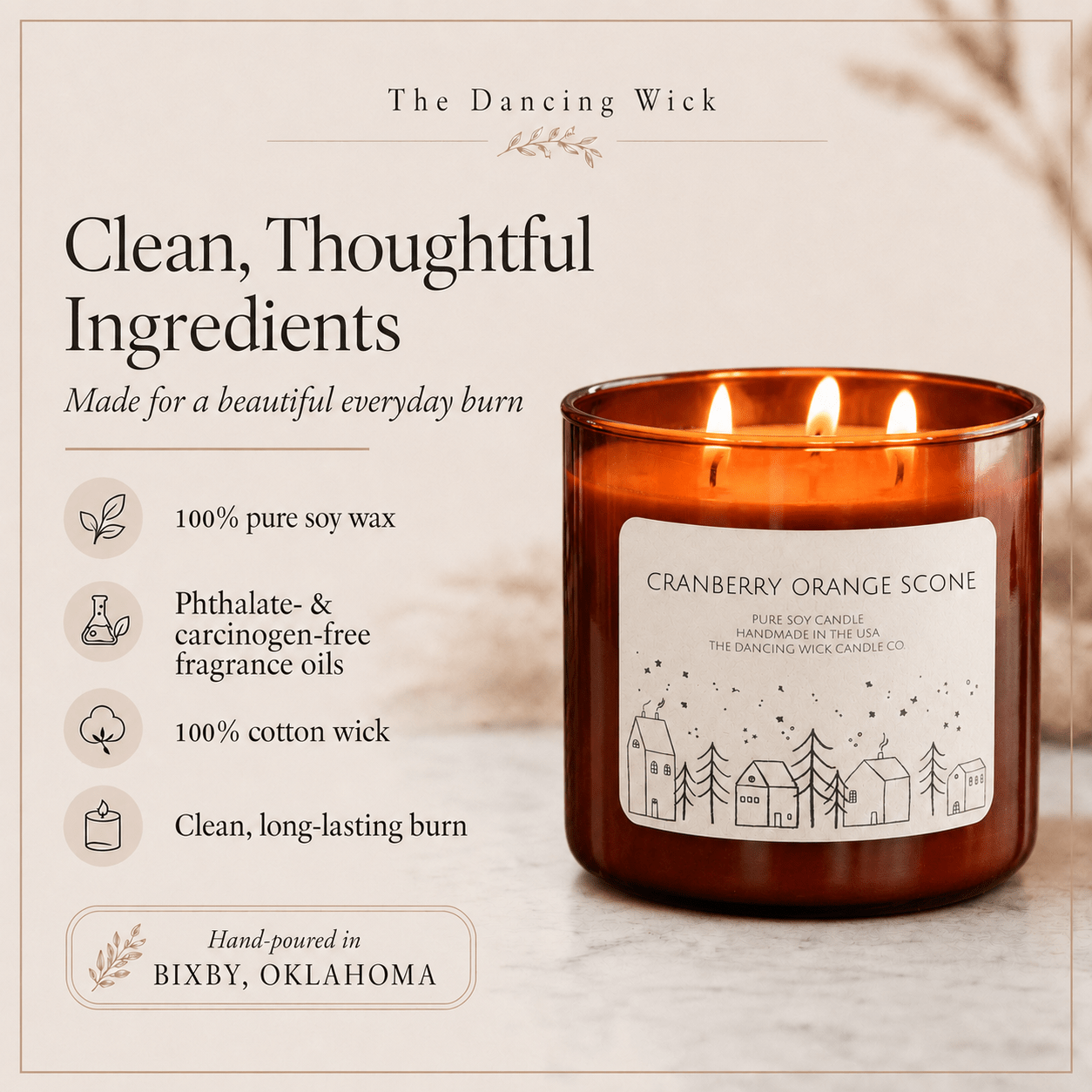 Cranberry & Orange Scone - 3 Wick Christmas Tumbler Candle - The Dancing Wick