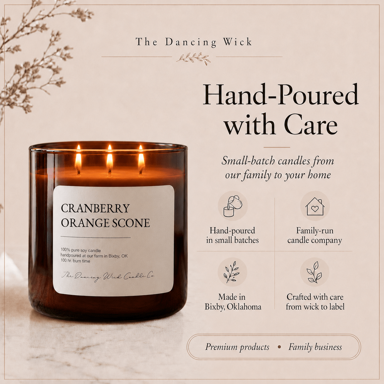 Cranberry & Orange Scone - 3 Wick Everyday Tumbler Candle - The Dancing Wick