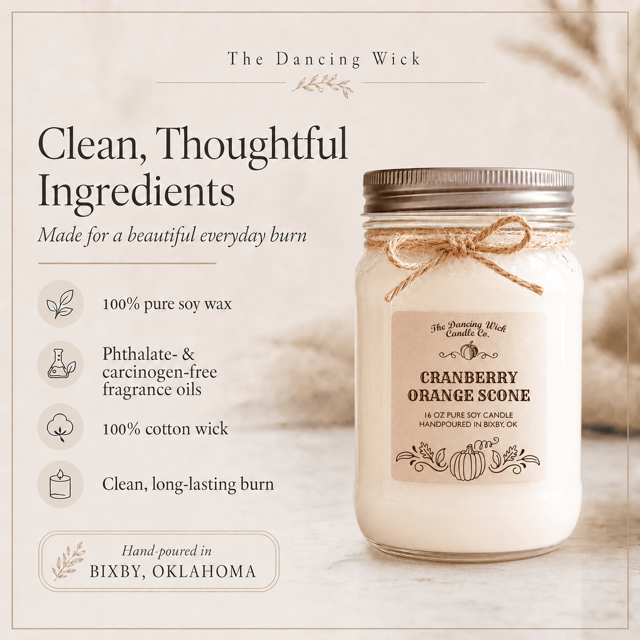 Cranberry & Orange Scone - Fall Candle - The Dancing Wick