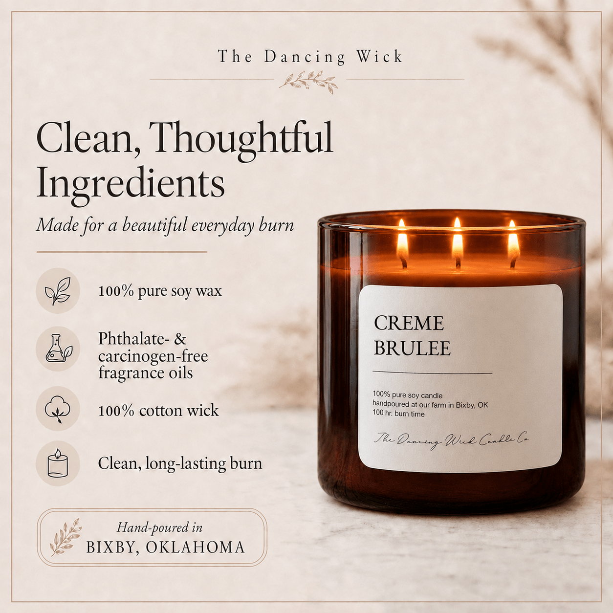 Creme Brulee - 3 Wick Everyday Tumbler Candle - The Dancing Wick