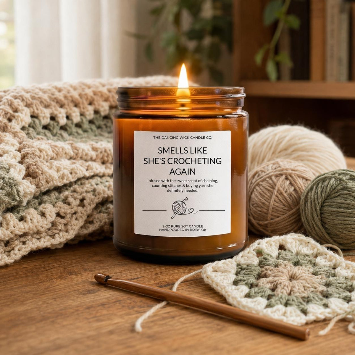 Crochet Lover Amber Candle - The Dancing Wick
