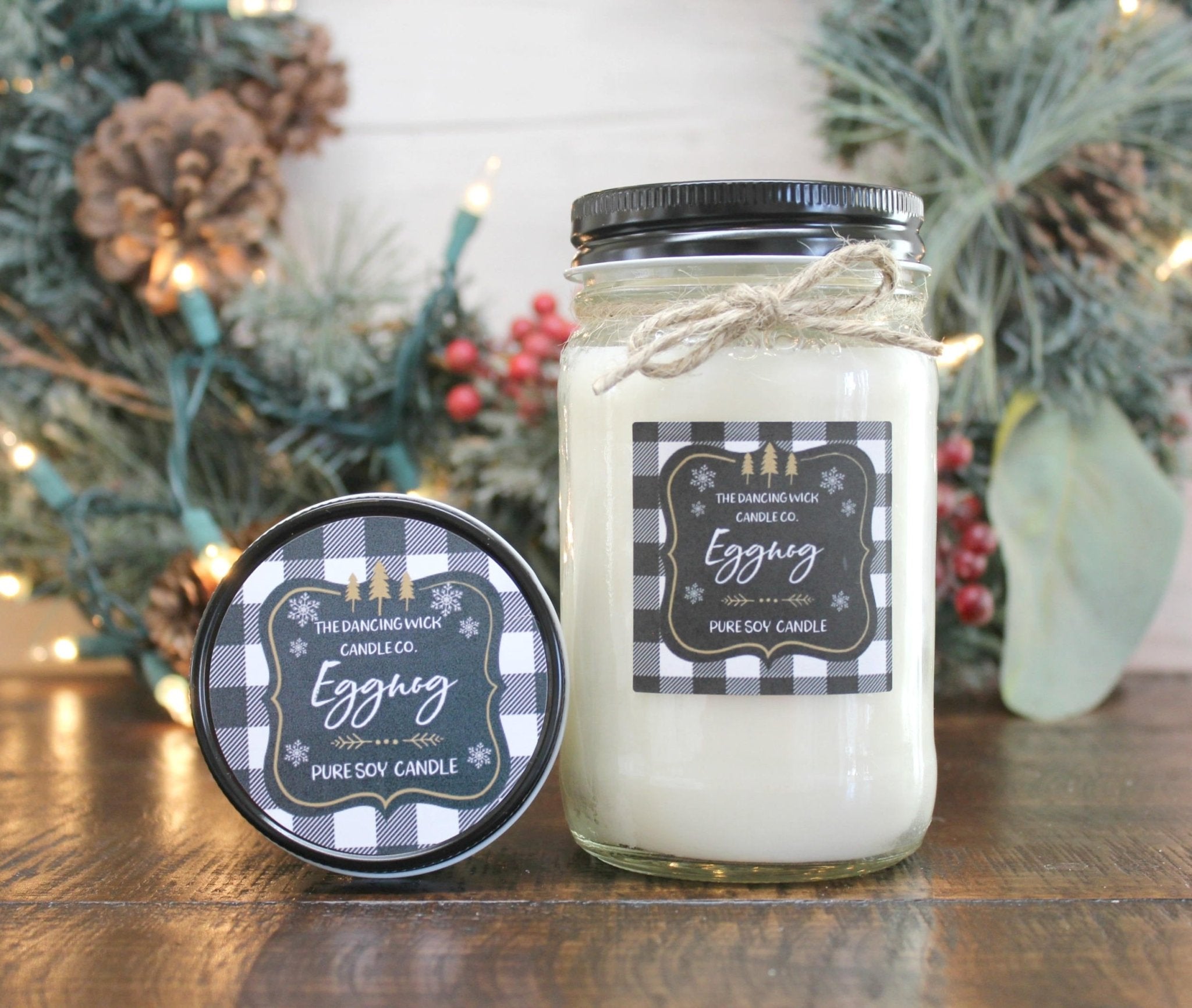 Egg Nog Buffalo Plaid Candle - The Dancing Wick