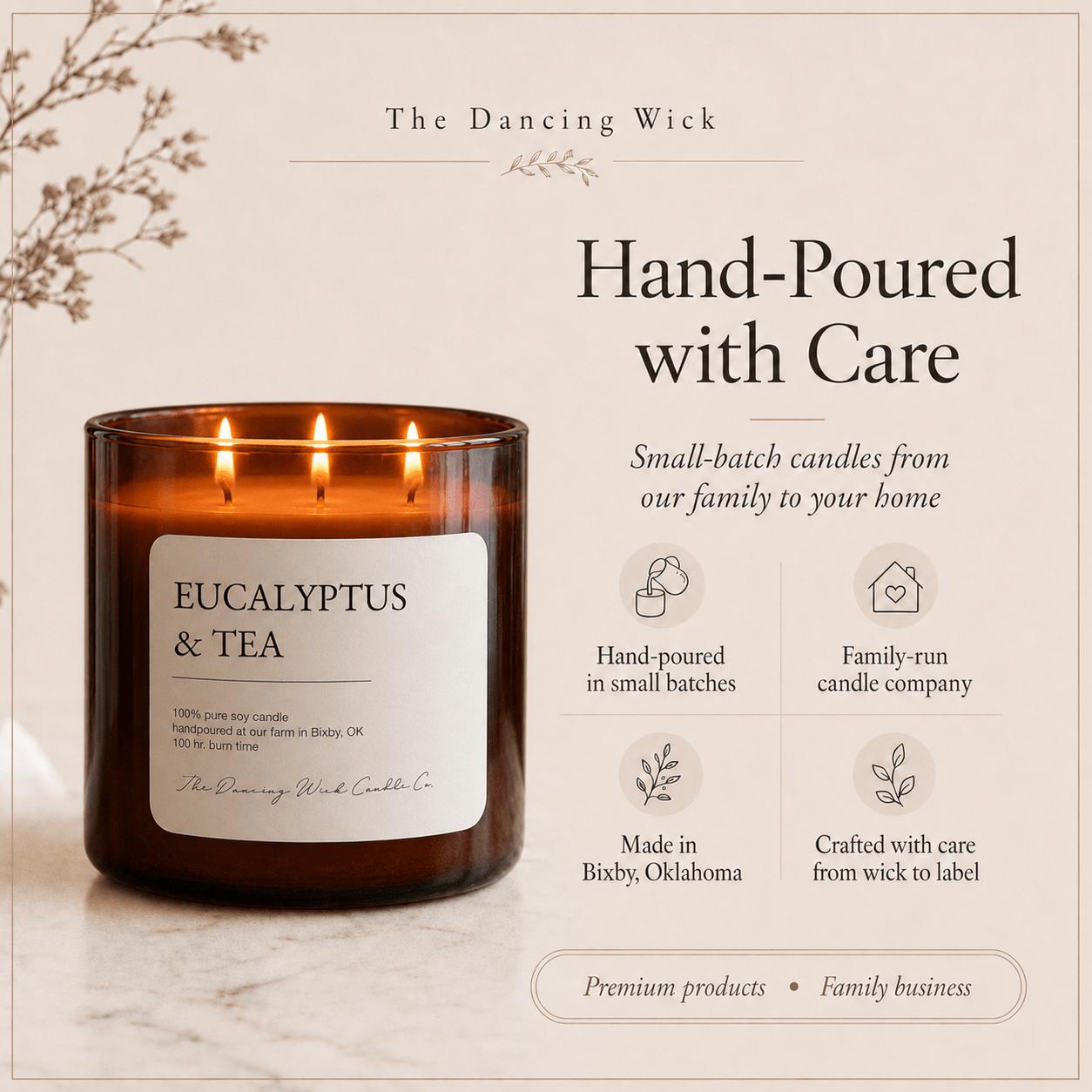 Eucalyptus & Tea - 3 Wick Everyday Tumbler Candle - The Dancing Wick