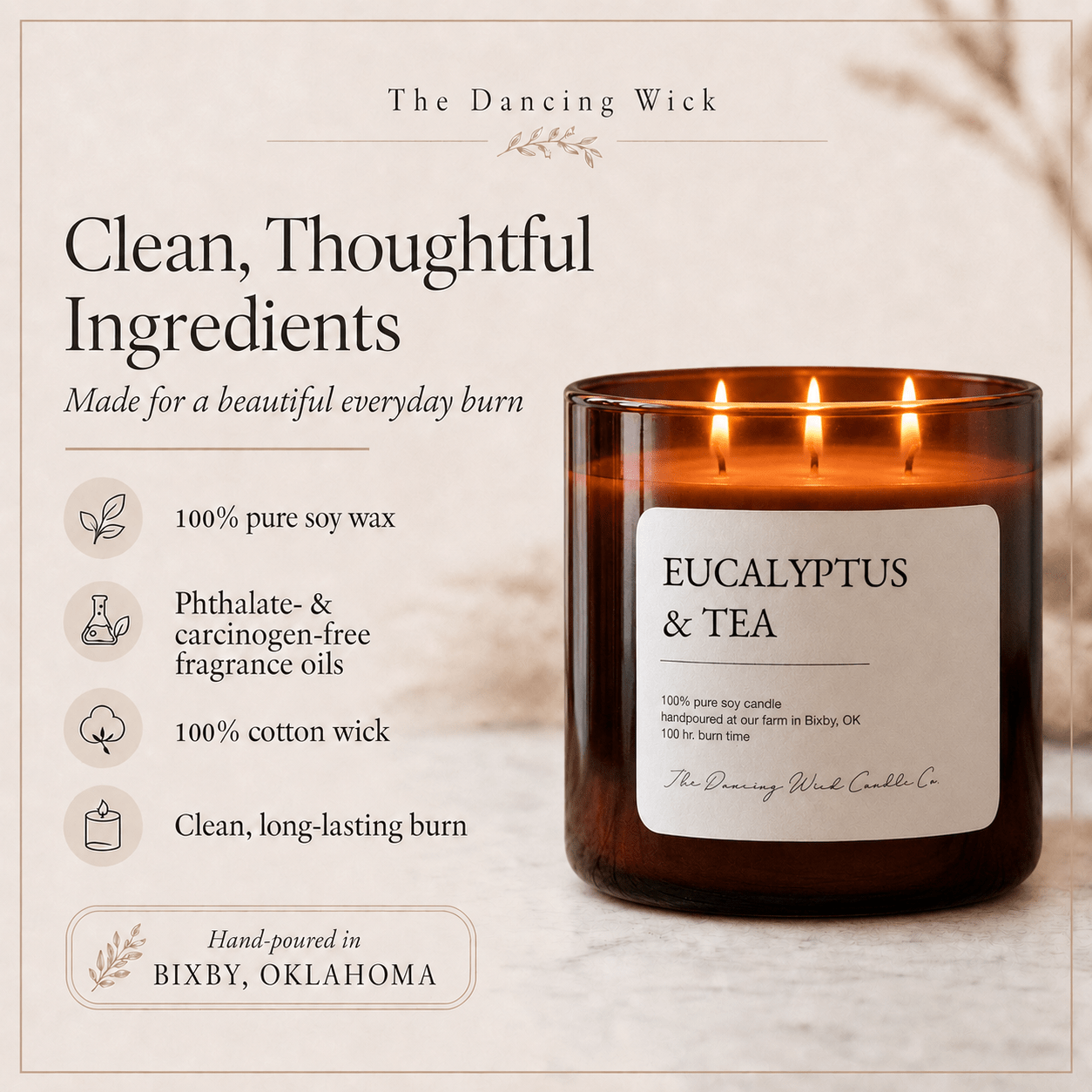 Eucalyptus & Tea - 3 Wick Everyday Tumbler Candle - The Dancing Wick