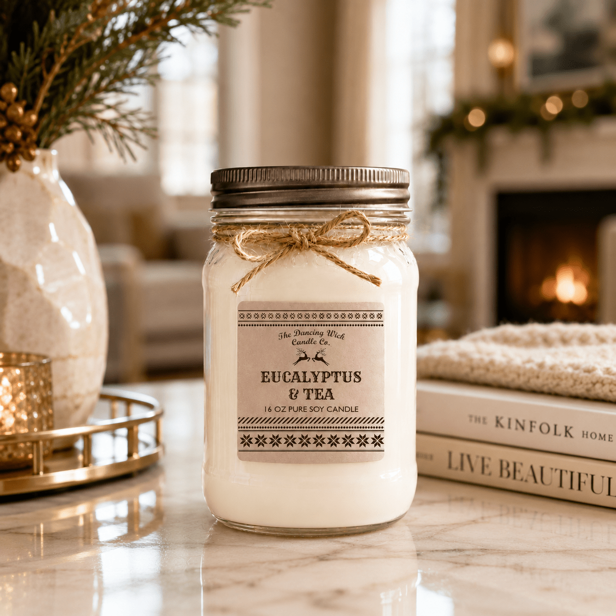 Eucalyptus & Tea - Kraft Winter Candle - The Dancing Wick
