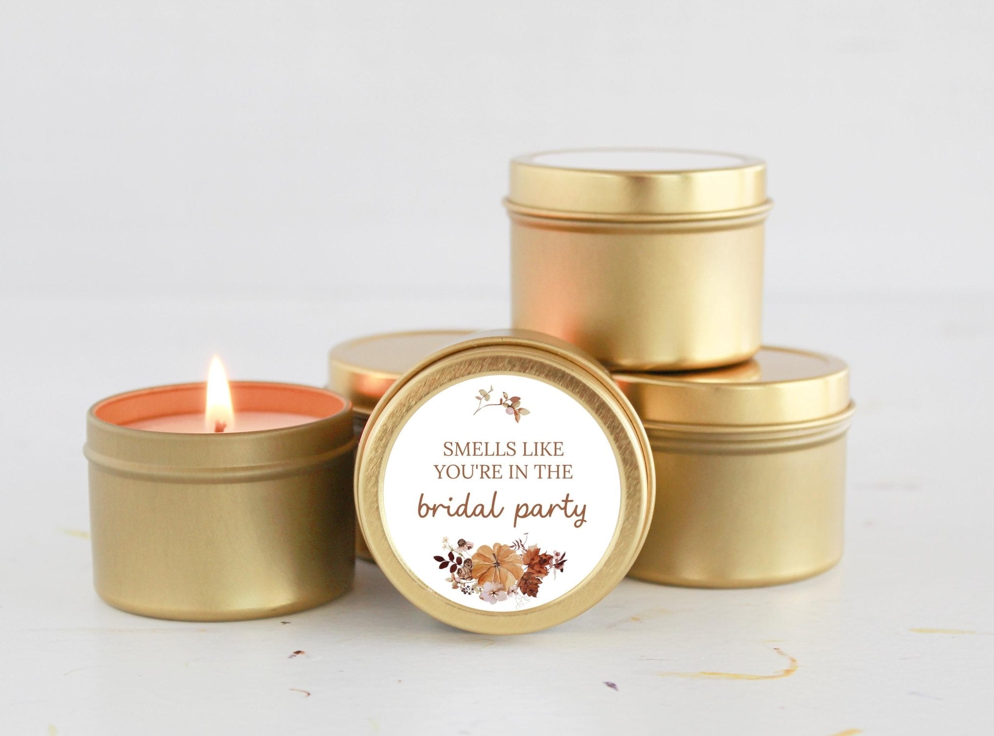 Fall Bridesmaid Tins - The Dancing Wick