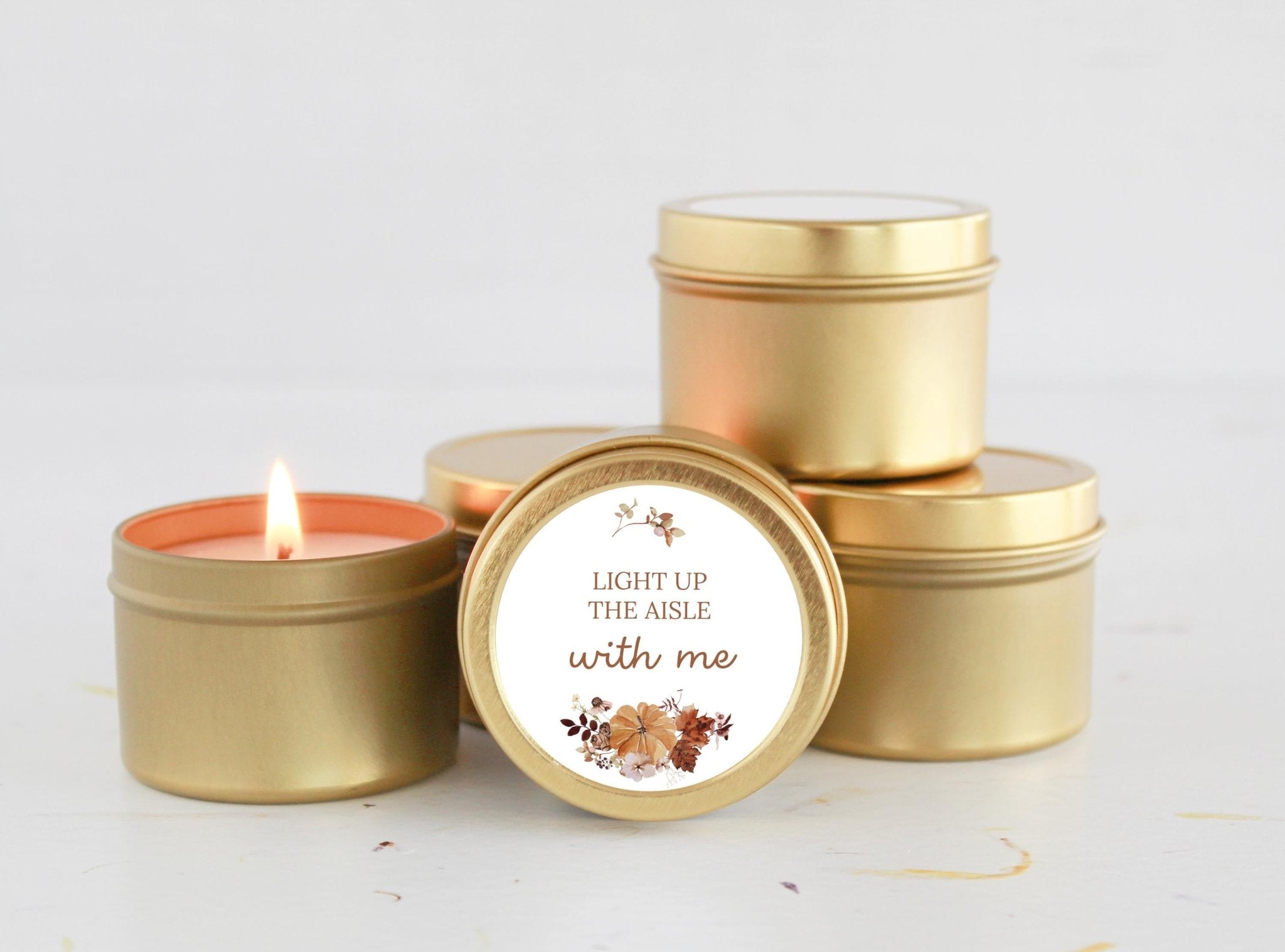 Fall Bridesmaid Tins - The Dancing Wick