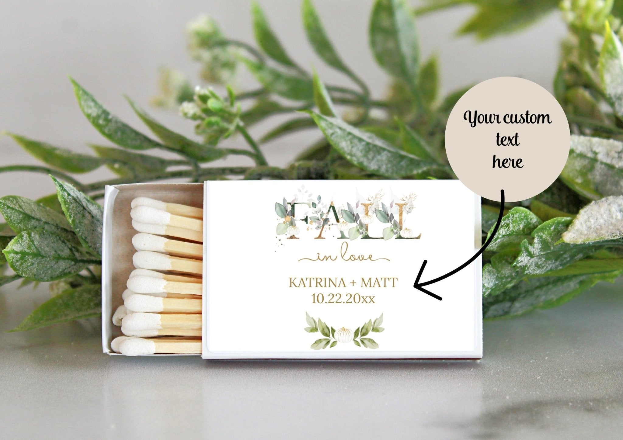 Fall In Love Wedding Match Boxes - Set of 10 - The Dancing Wick