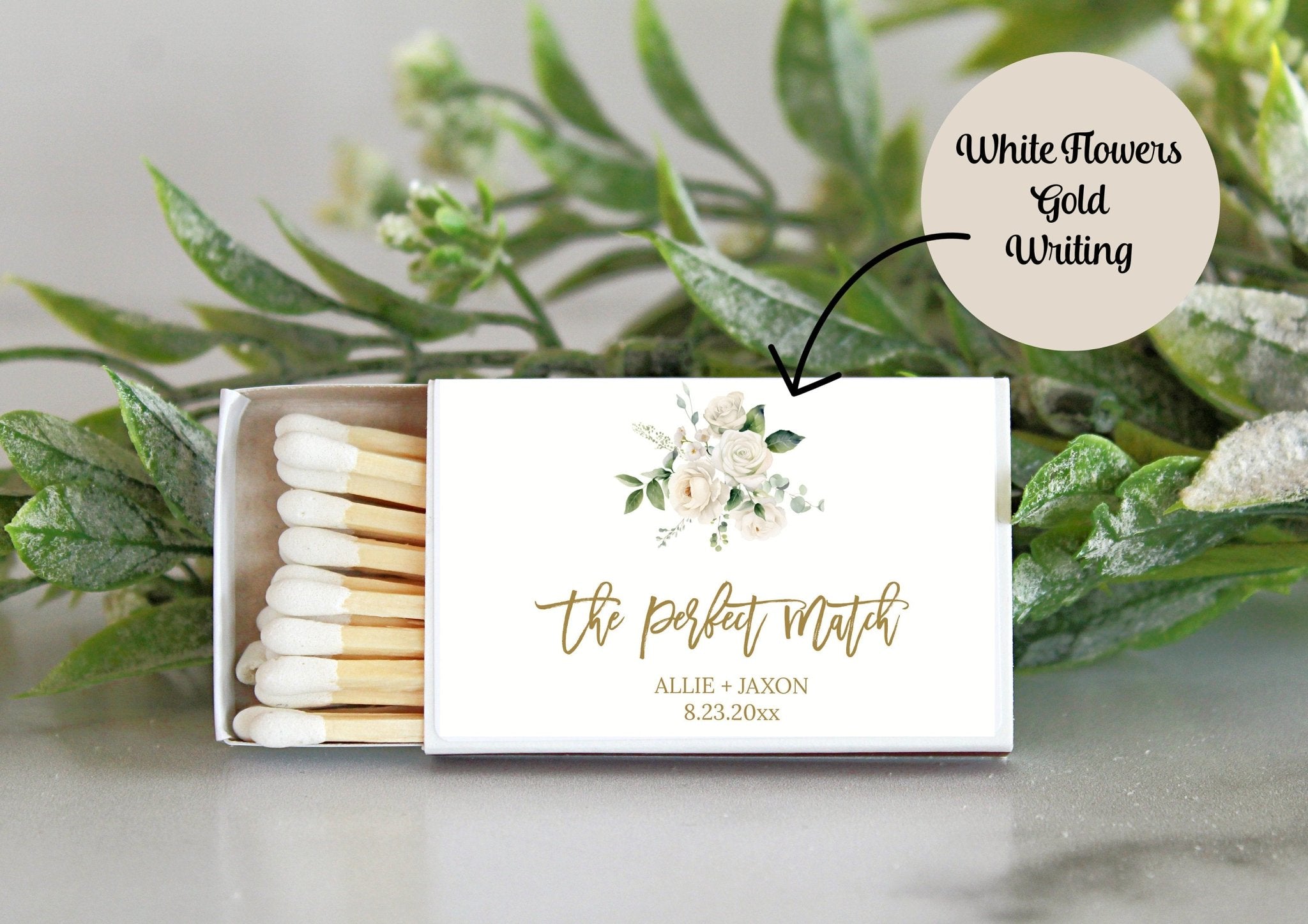 Floral Wedding Matches - Set of 10 - The Dancing Wick