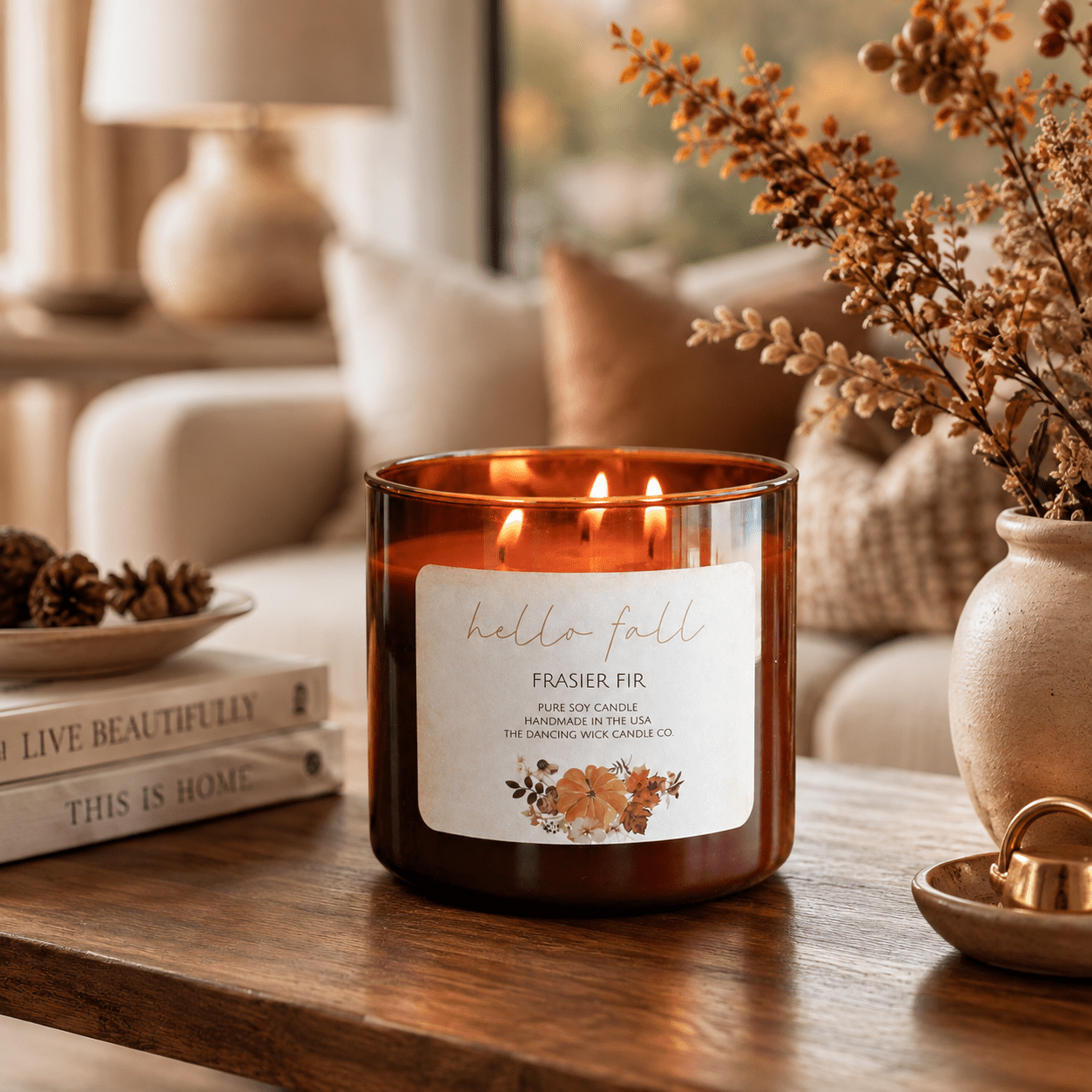 Frasier Fir - 3 Wick Fall Pumpkin Candle - The Dancing Wick