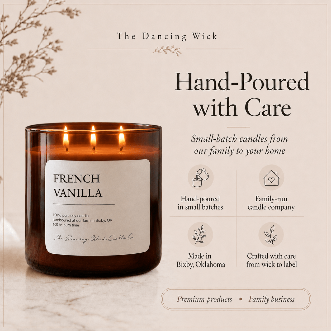 French Vanilla - 3 Wick Everyday Tumbler Candle - The Dancing Wick