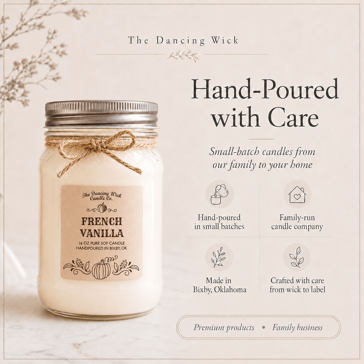 French Vanilla - Fall Candle - The Dancing Wick