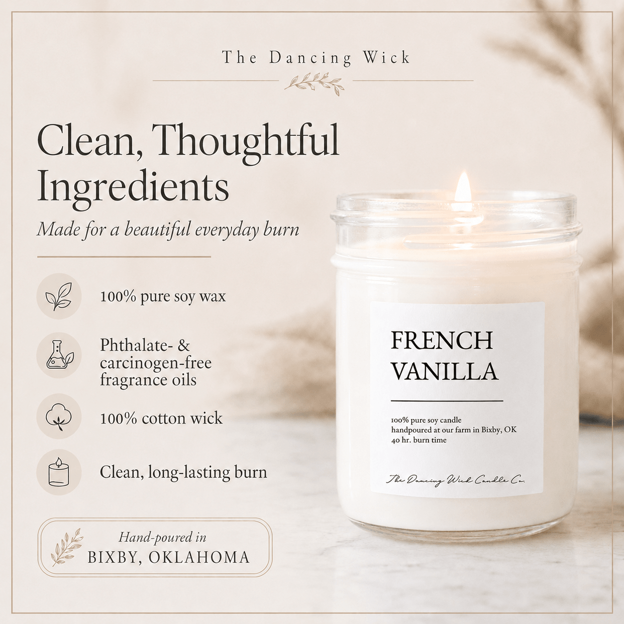 French Vanilla - TDW Signature Candle - The Dancing Wick