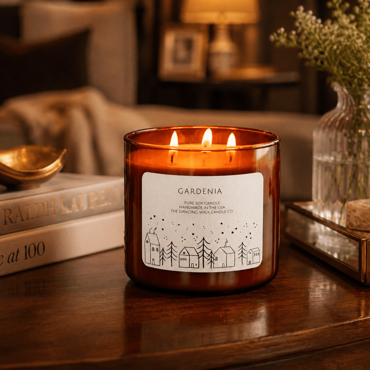 Gardenia - 3 Wick Christmas Tumbler Candle - The Dancing Wick
