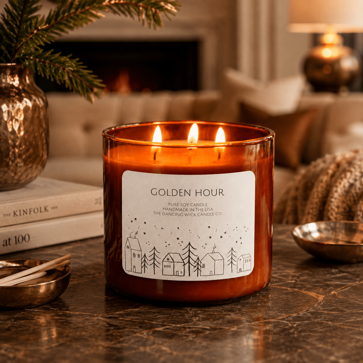 Golden Hour - 3 Wick Christmas Tumbler Candle - The Dancing Wick