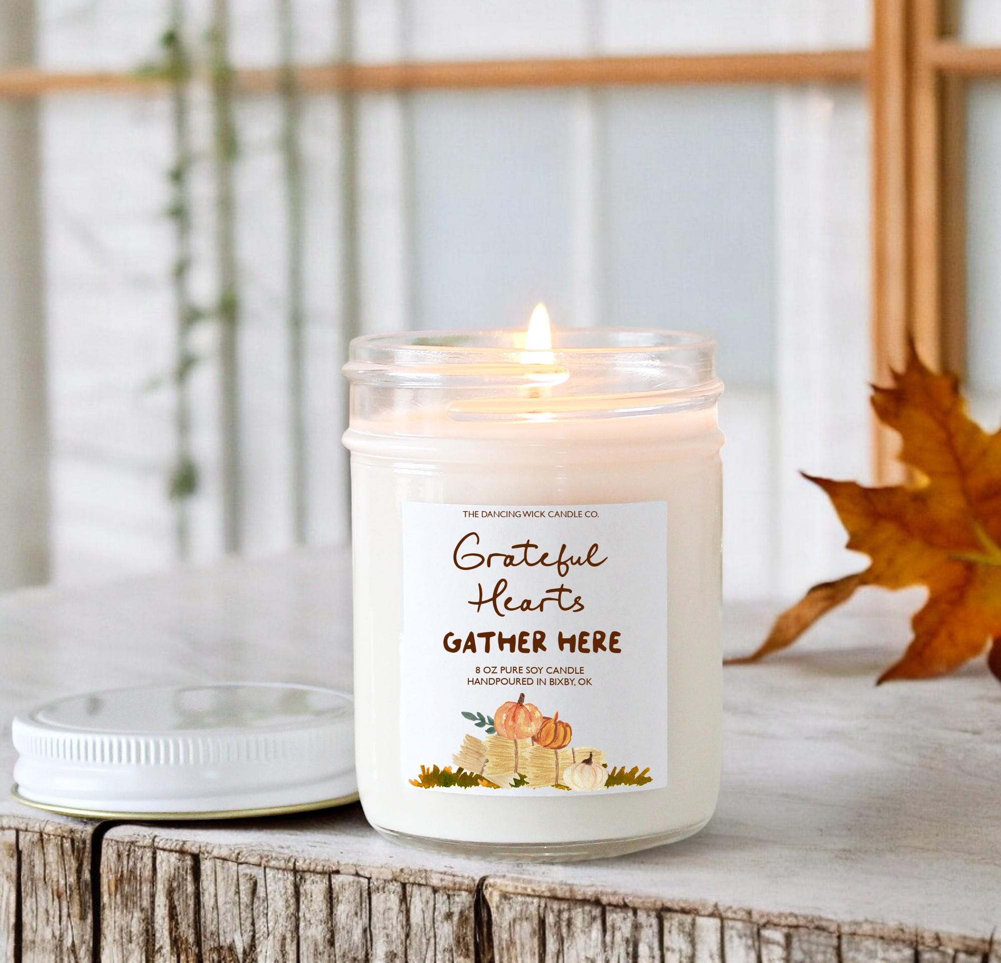 Grateful Hearts Gather Here Candle - The Dancing Wick