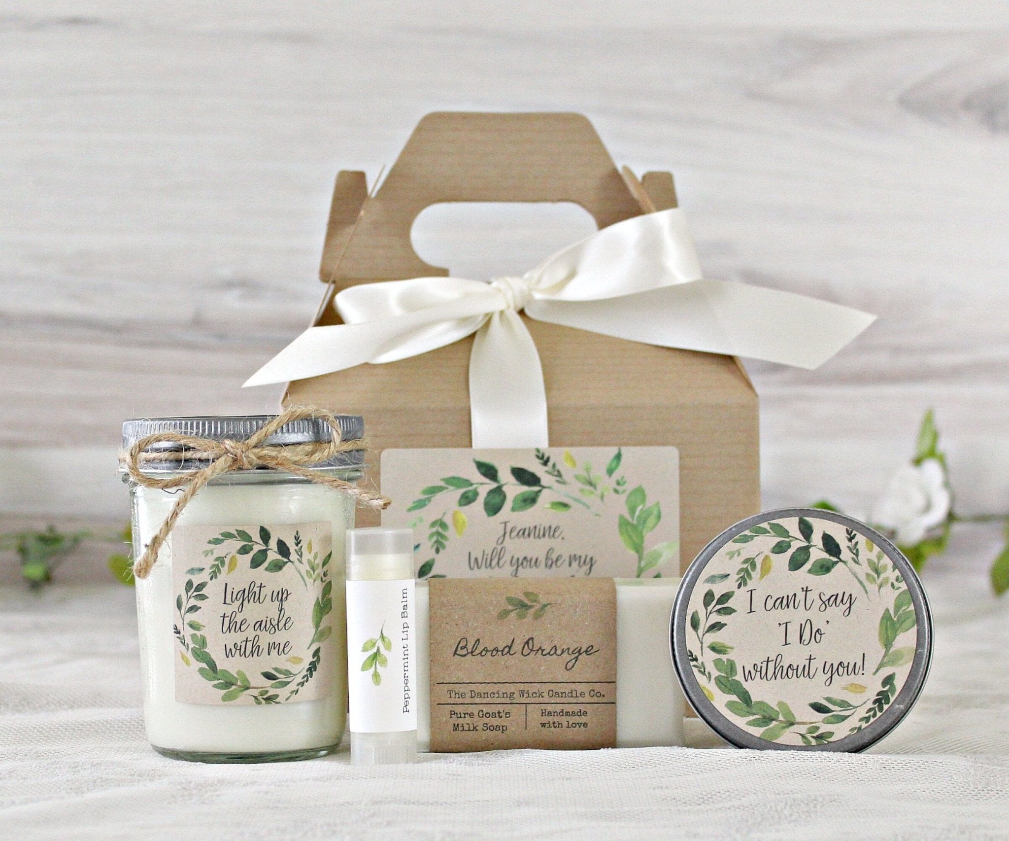 Greenery Light Up Wedding Gift Box - The Dancing Wick