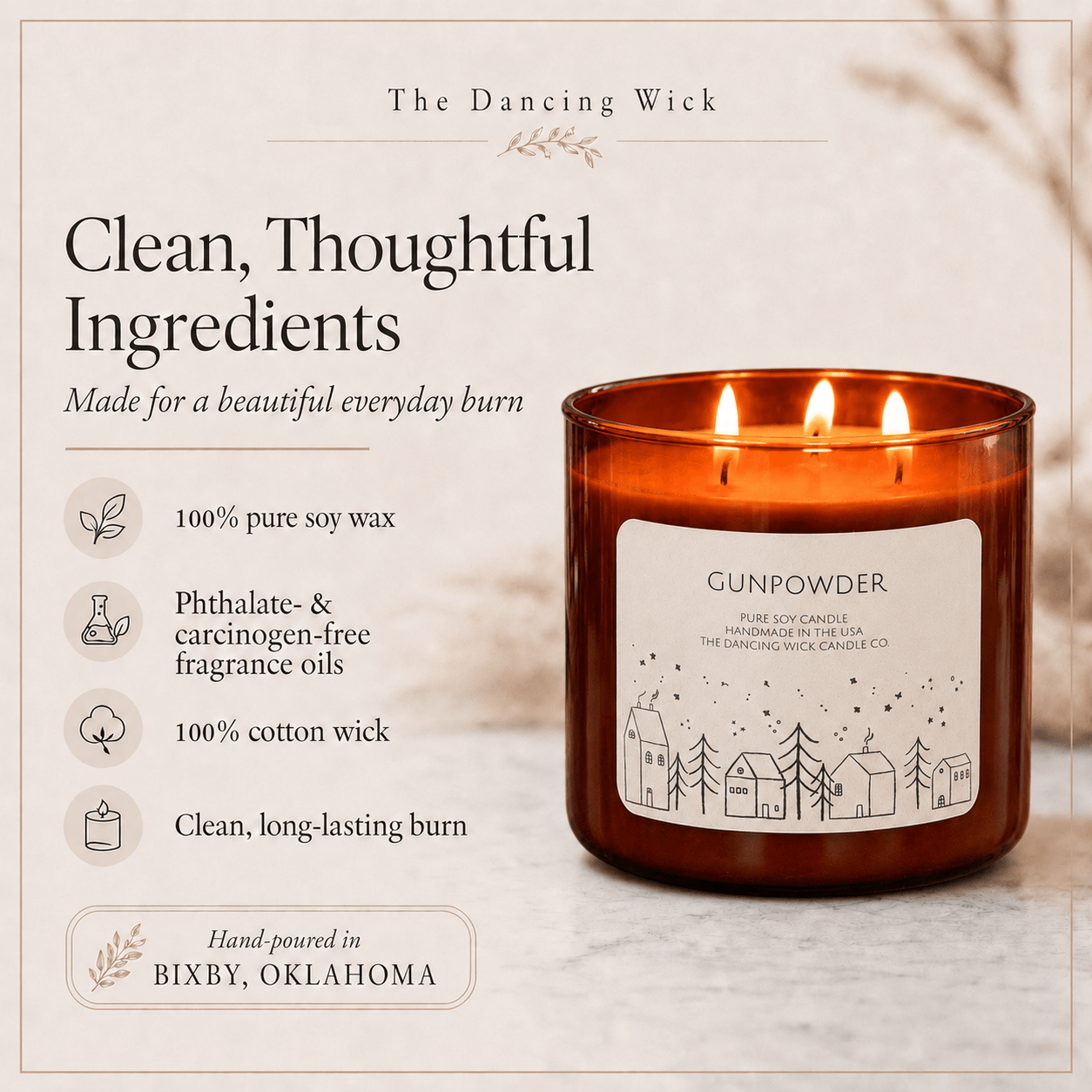 Gunpowder - 3 Wick Christmas Tumbler Candle - The Dancing Wick