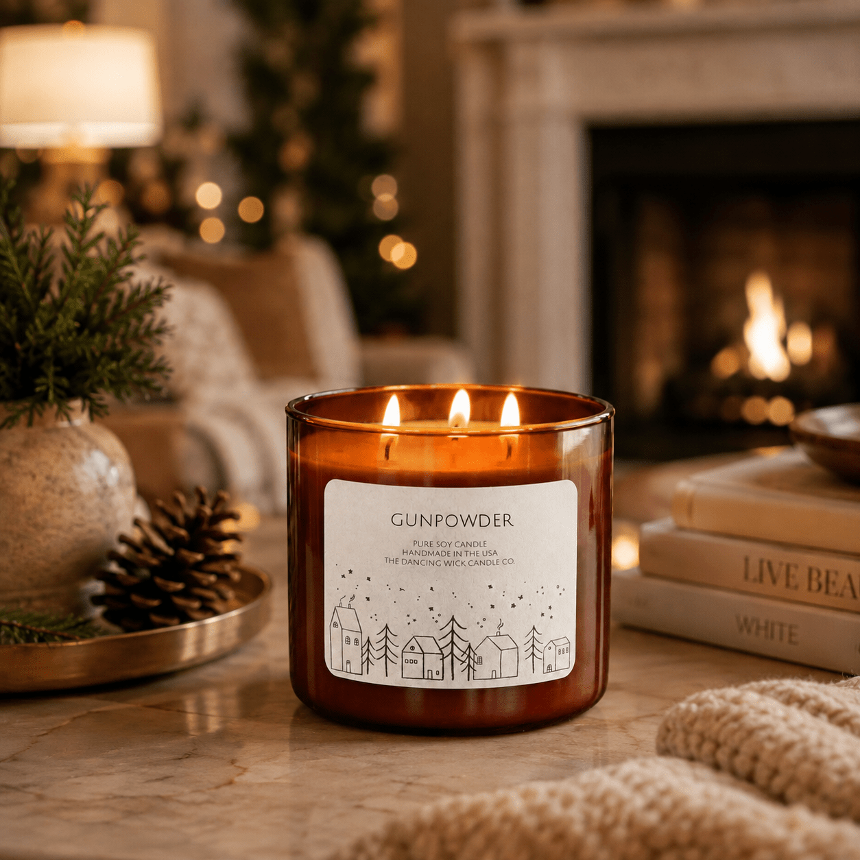 Gunpowder - 3 Wick Christmas Tumbler Candle - The Dancing Wick