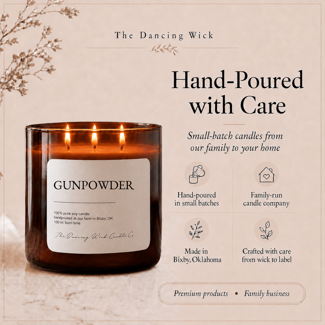 Gunpowder - 3 Wick Everyday Tumbler Candle - The Dancing Wick