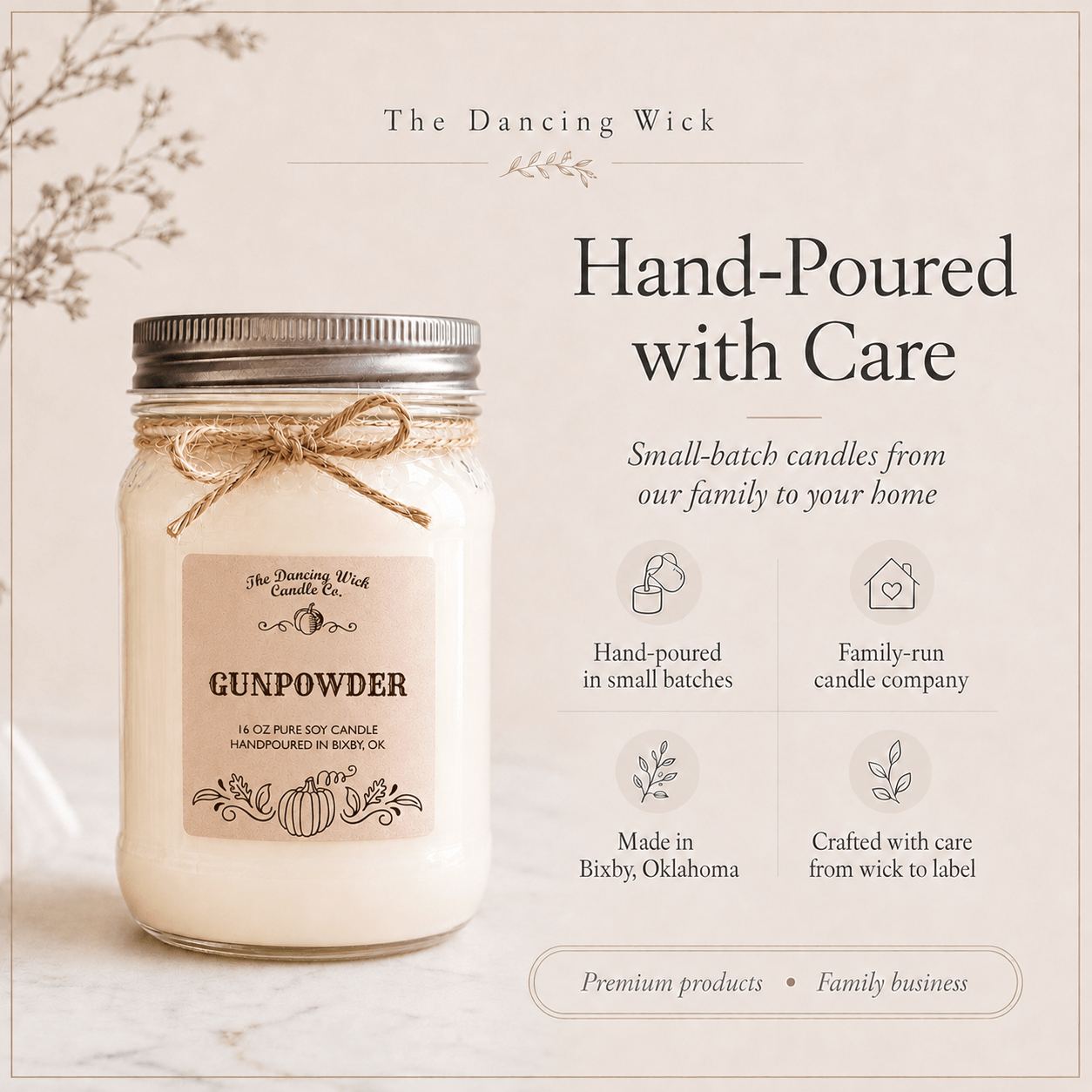 Gunpowder - Fall Candle - The Dancing Wick
