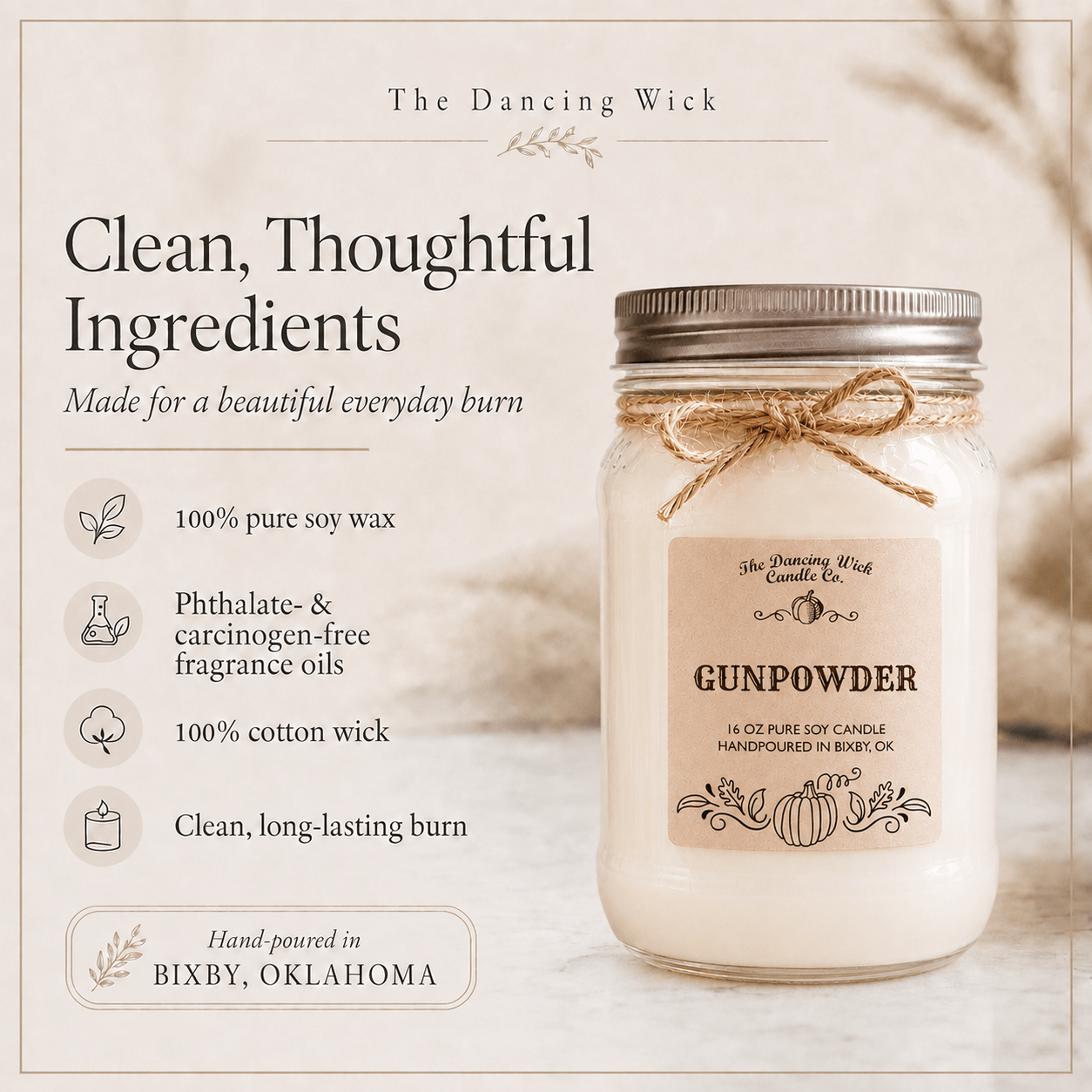 Gunpowder - Fall Candle - The Dancing Wick