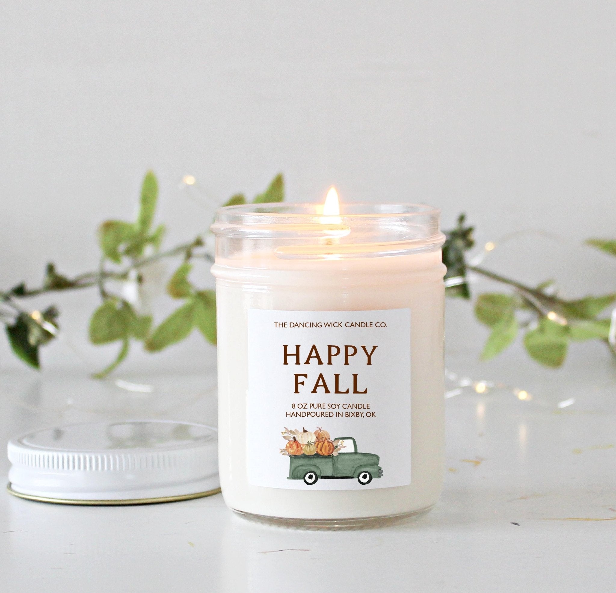 Happy Fall Green Truck Candle - The Dancing Wick
