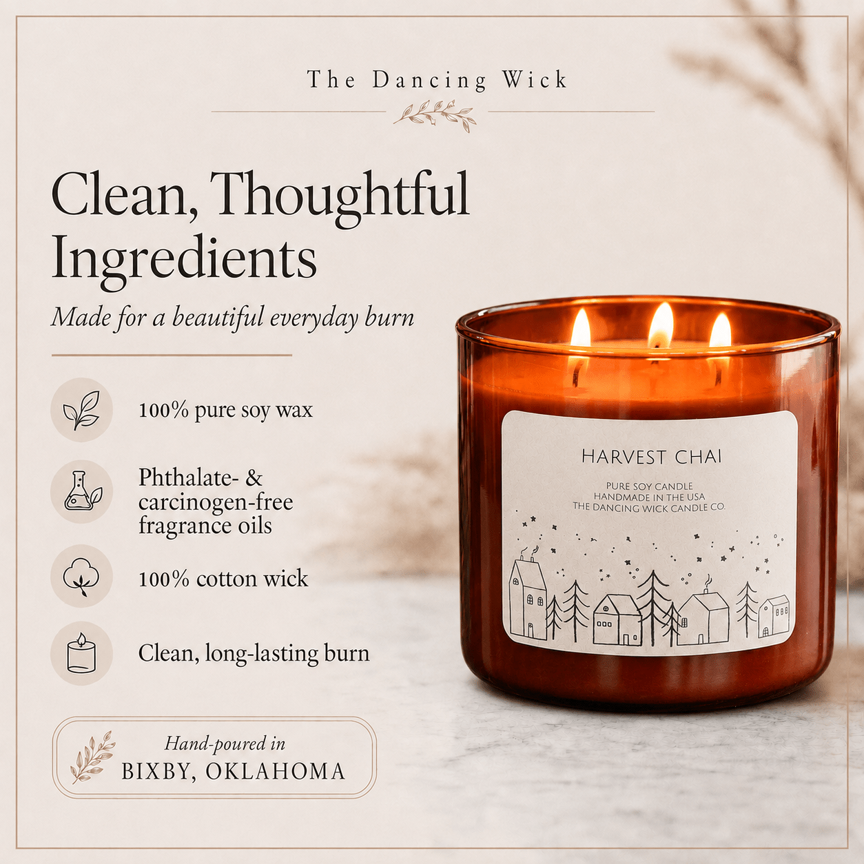 Harvest Chai - 3 Wick Christmas Tumbler Candle - The Dancing Wick