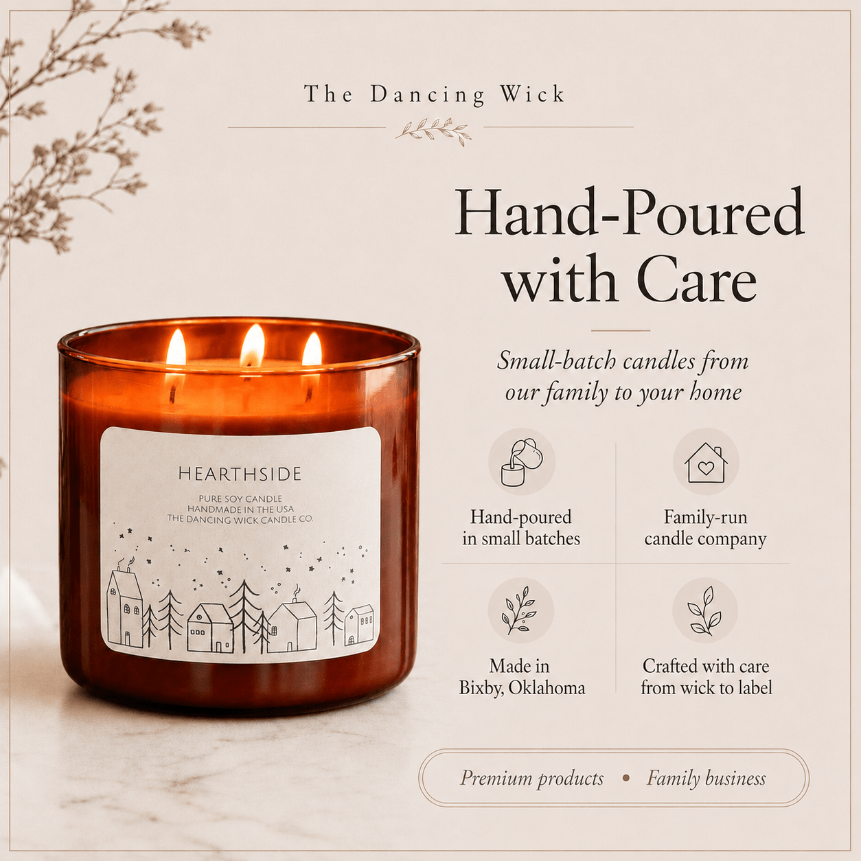 Hearthside - 3 Wick Christmas Tumbler Candle - The Dancing Wick