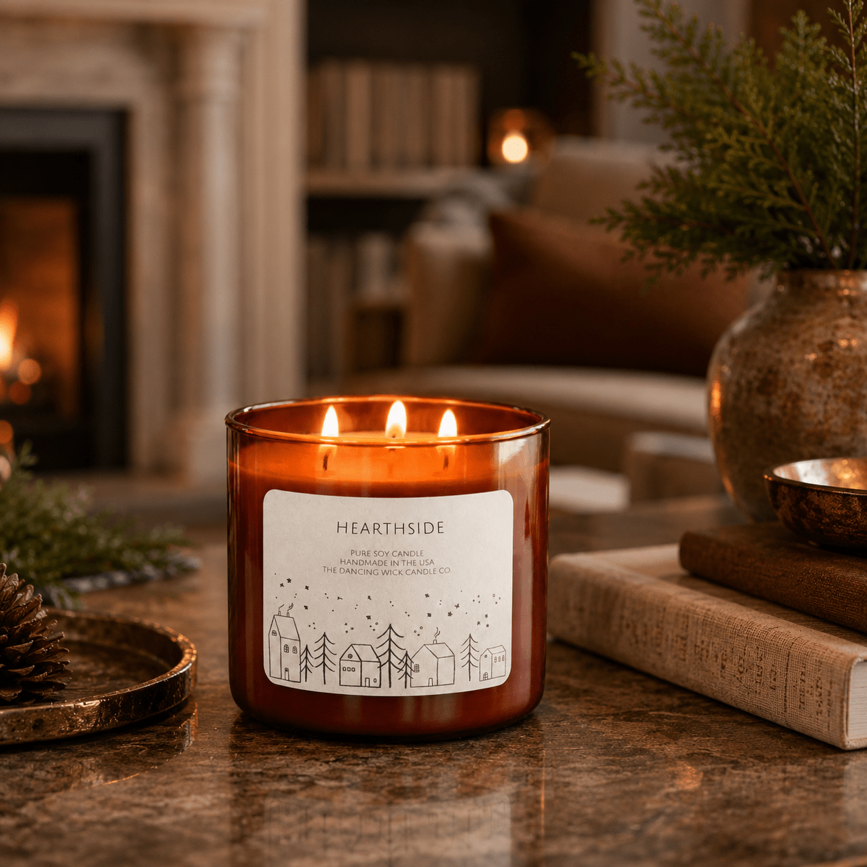 Hearthside - 3 Wick Christmas Tumbler Candle - The Dancing Wick
