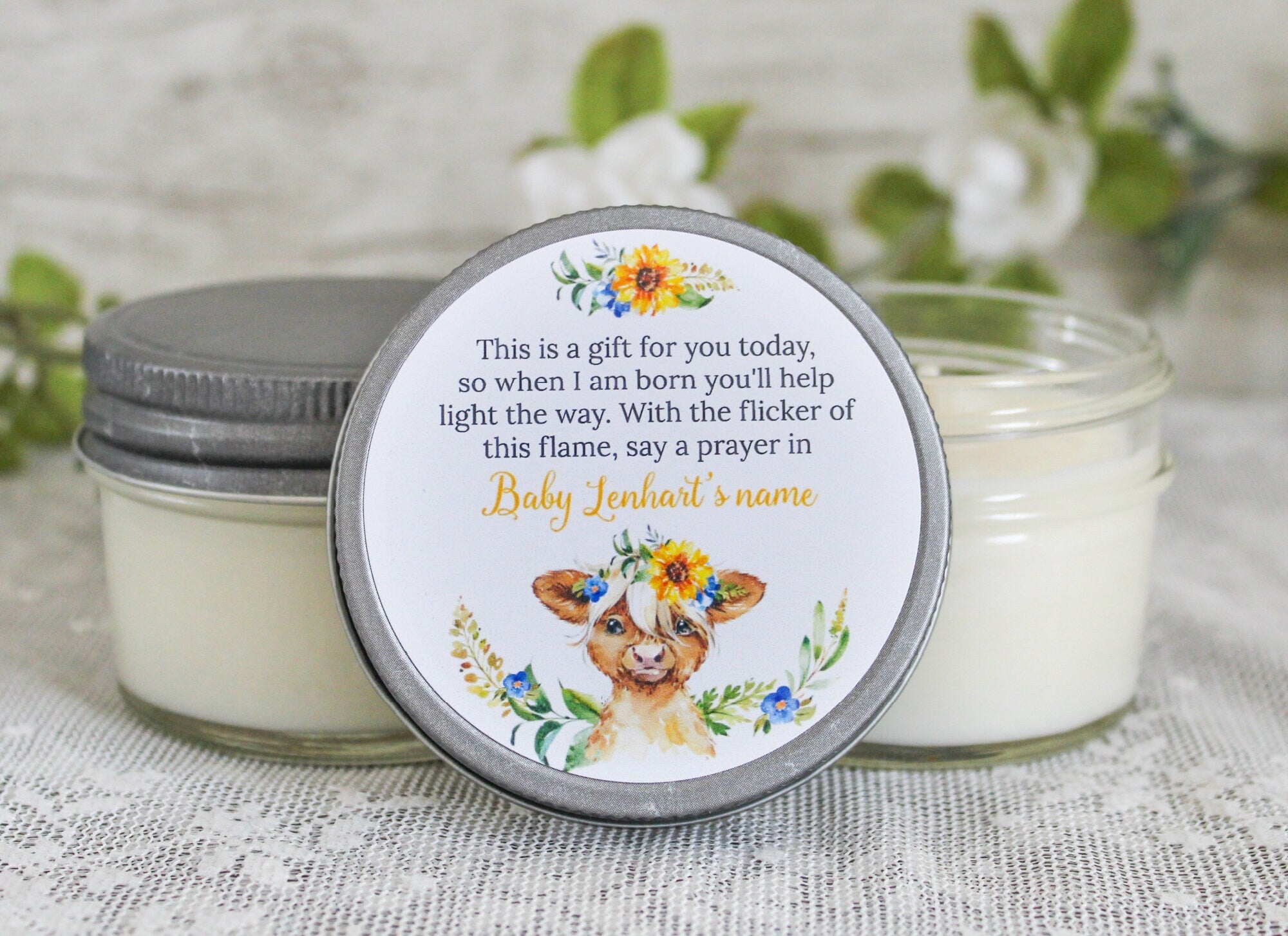 Highland Cow Baby Shower Favor - The Dancing Wick