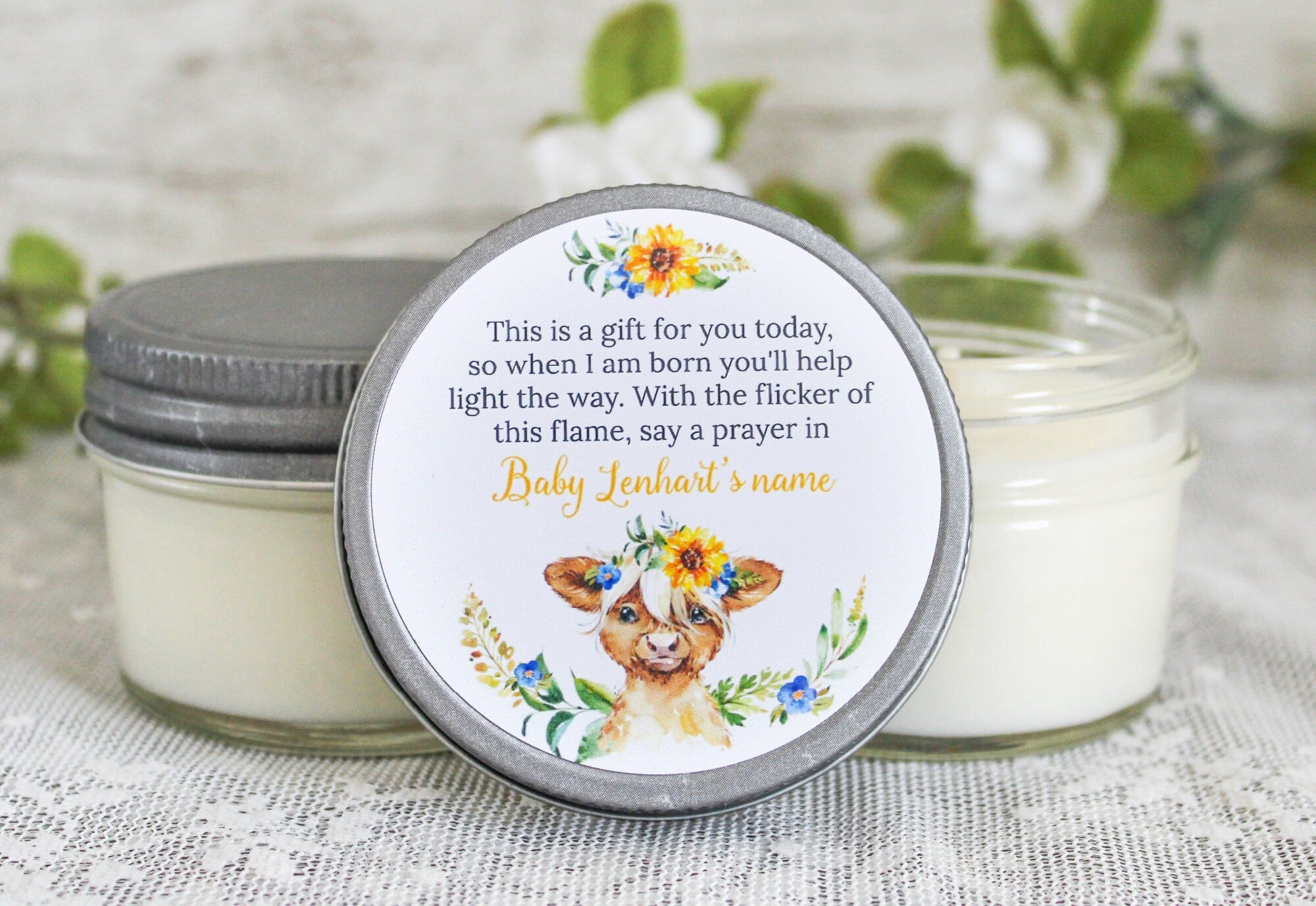 Highland Cow Baby Shower Favor - The Dancing Wick
