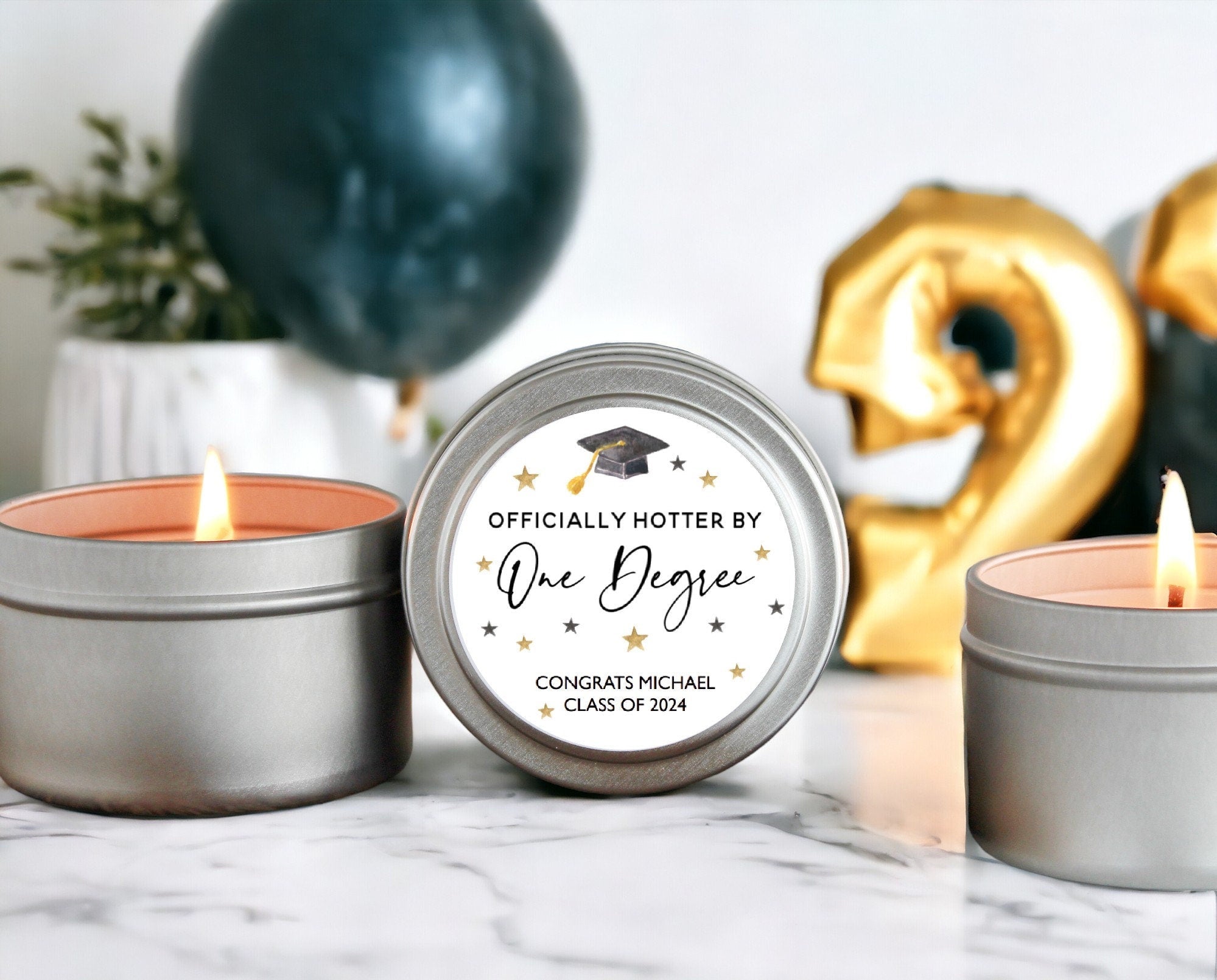 Hotter by One Degree Graduation Party Tins- Set of 10 - The Dancing Wick