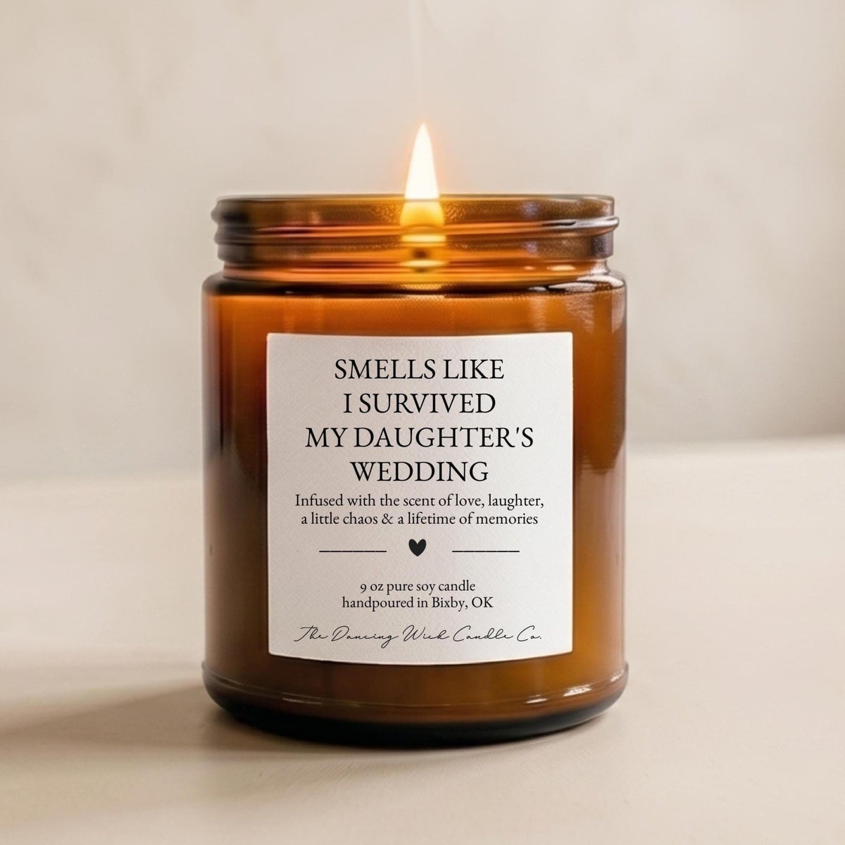 I Survived My Daughter’s Wedding Amber Candle - Faire - The Dancing Wick