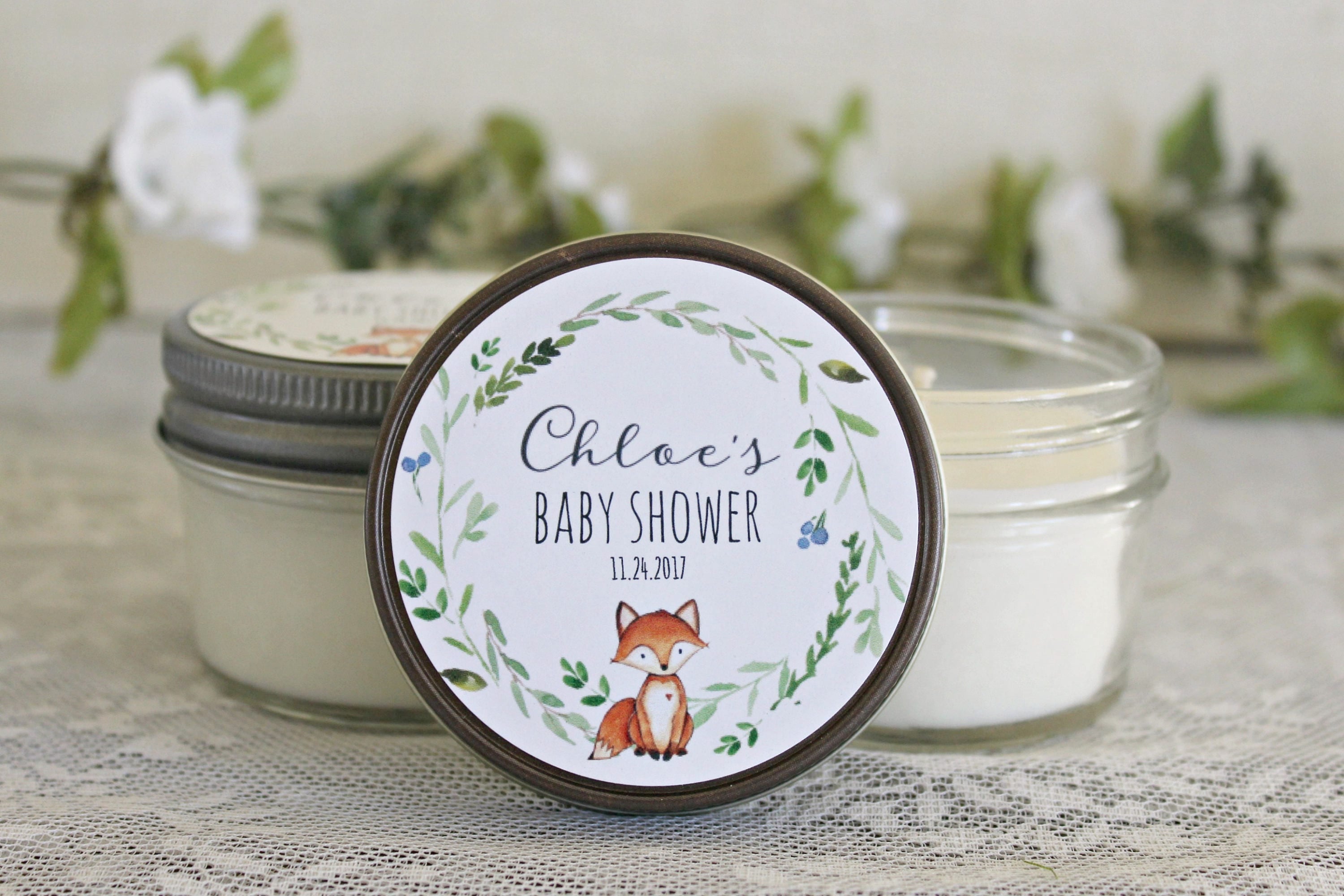 Fox Baby Shower Candle Favor
