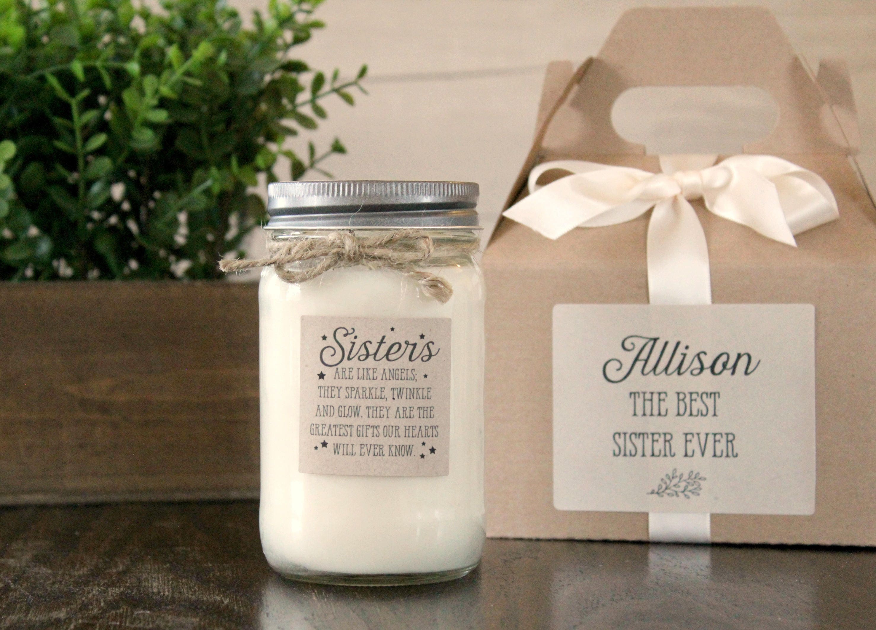 Sister Gift Candle / Personalized Sister Gift / 16 oz Soy Candle / Personalized Gift for her / Sisters are like angels /