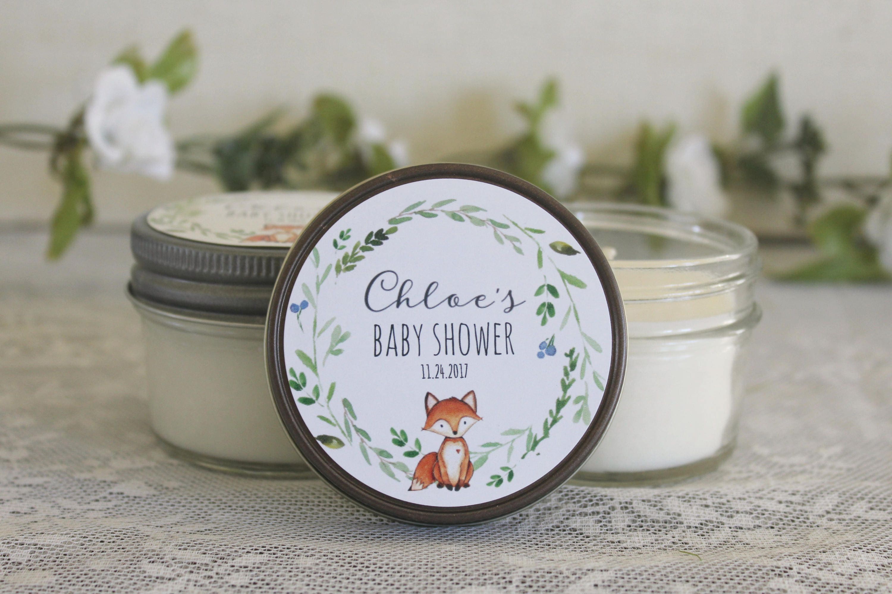 Fox Baby Shower Candle Favor