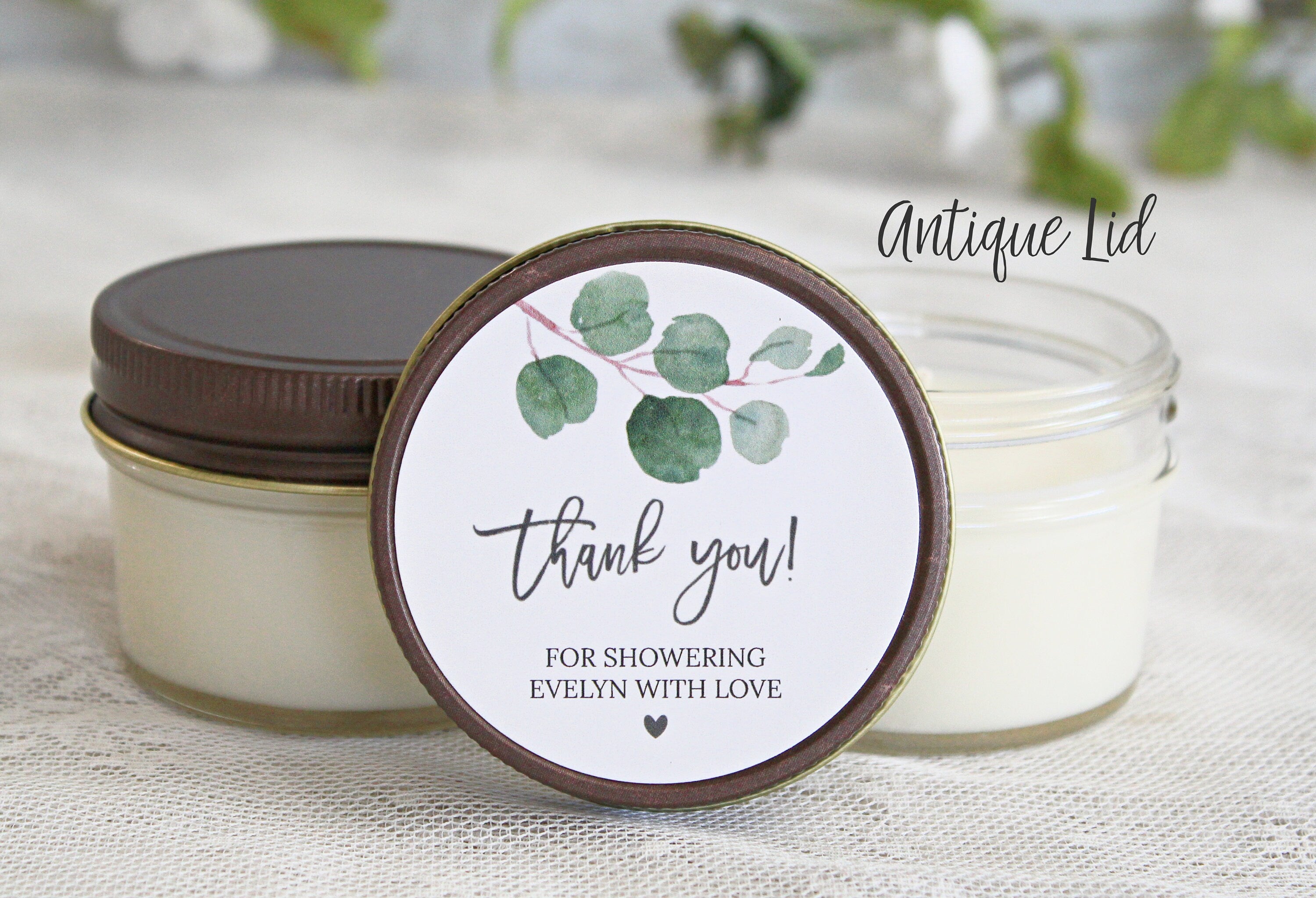 Eucalyptus Bridal Shower Favor Candles