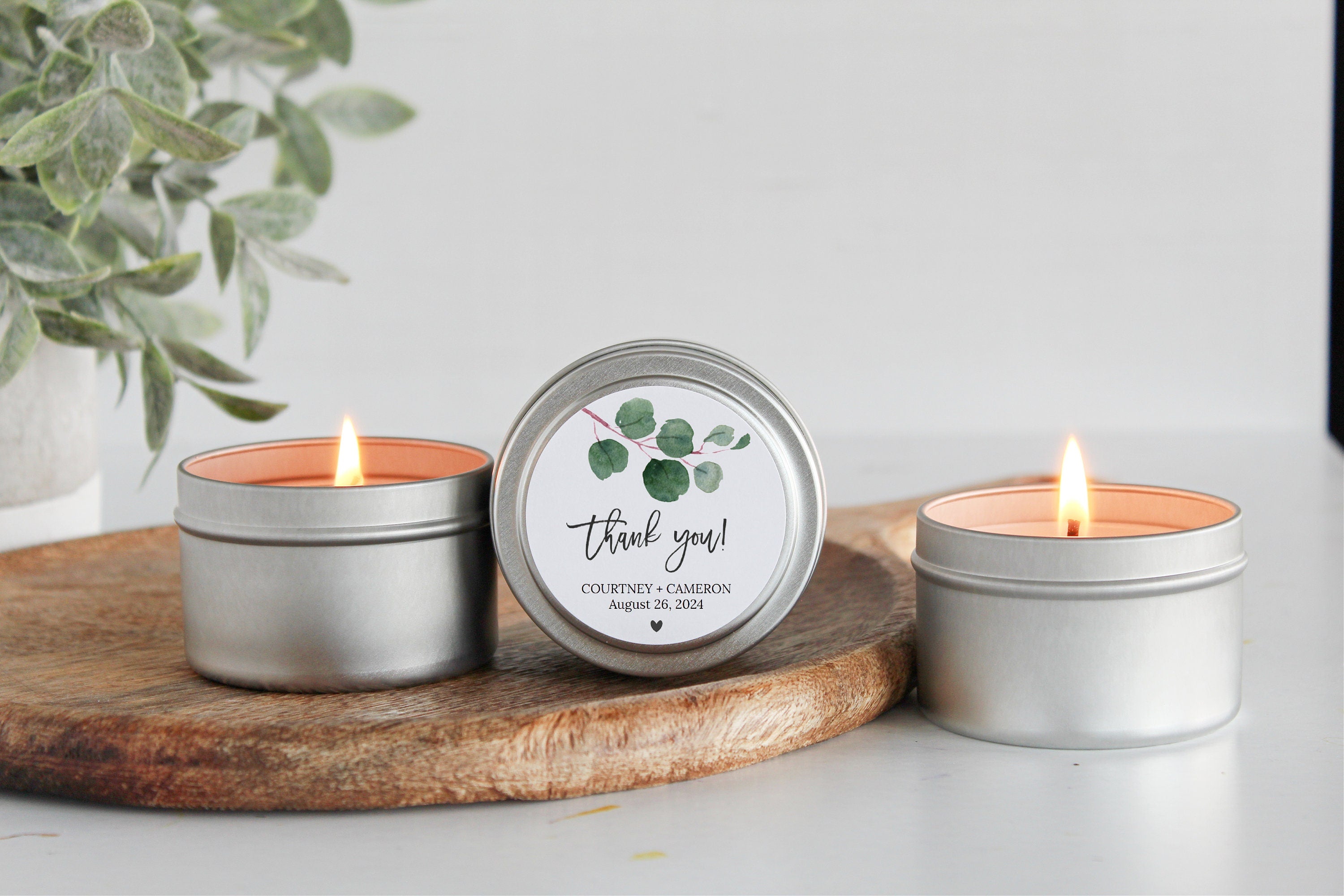 Set of 10 Candle Tin Favors - Greenery