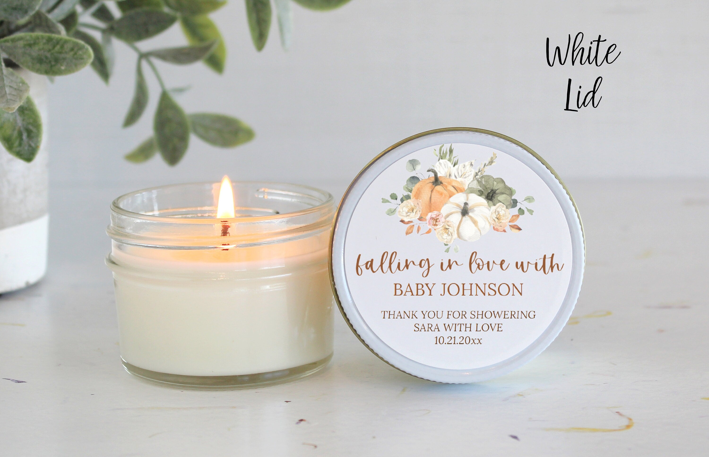 Pumpkin Baby Shower Candle Favors