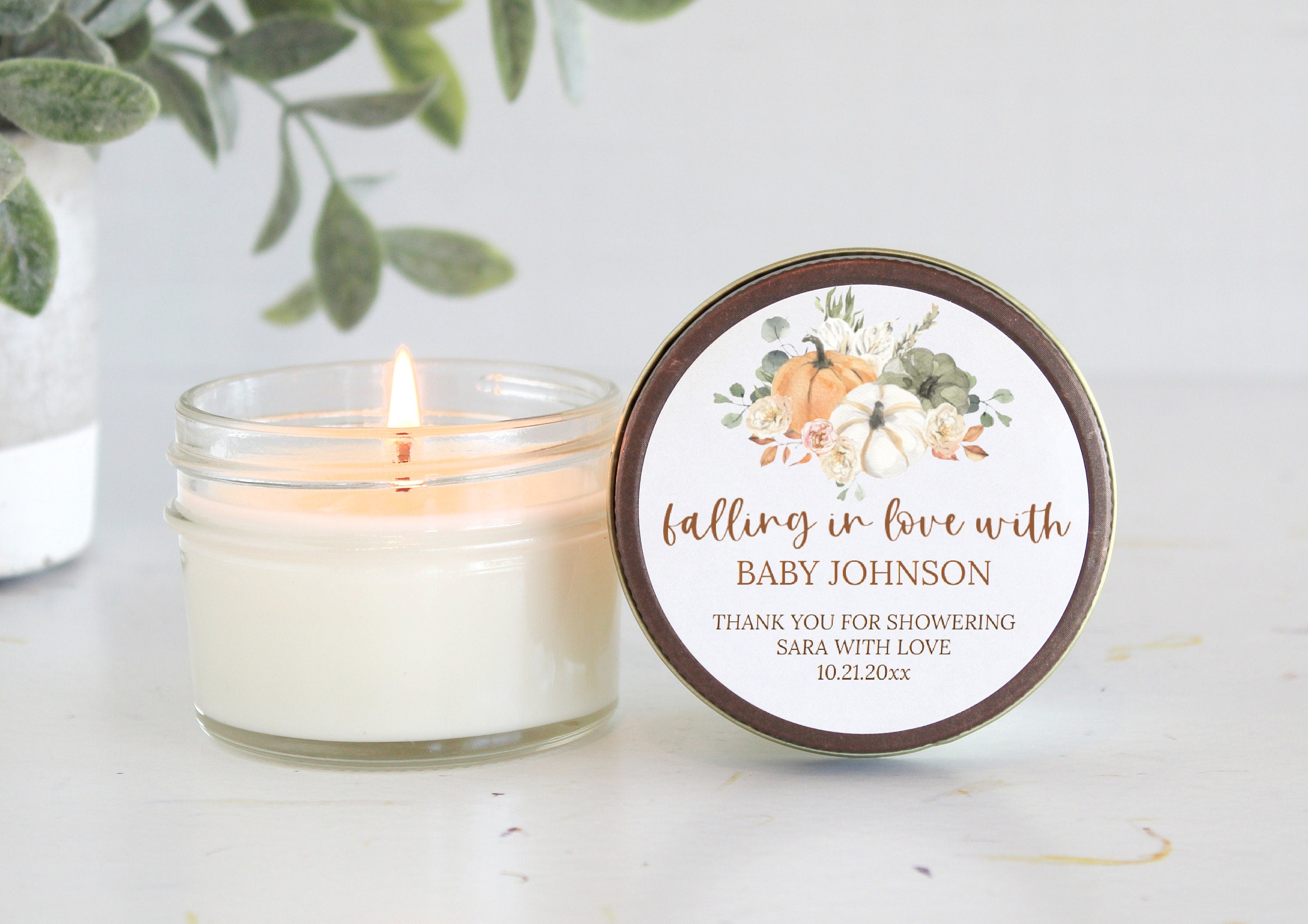 Pumpkin Baby Shower Candle Favors