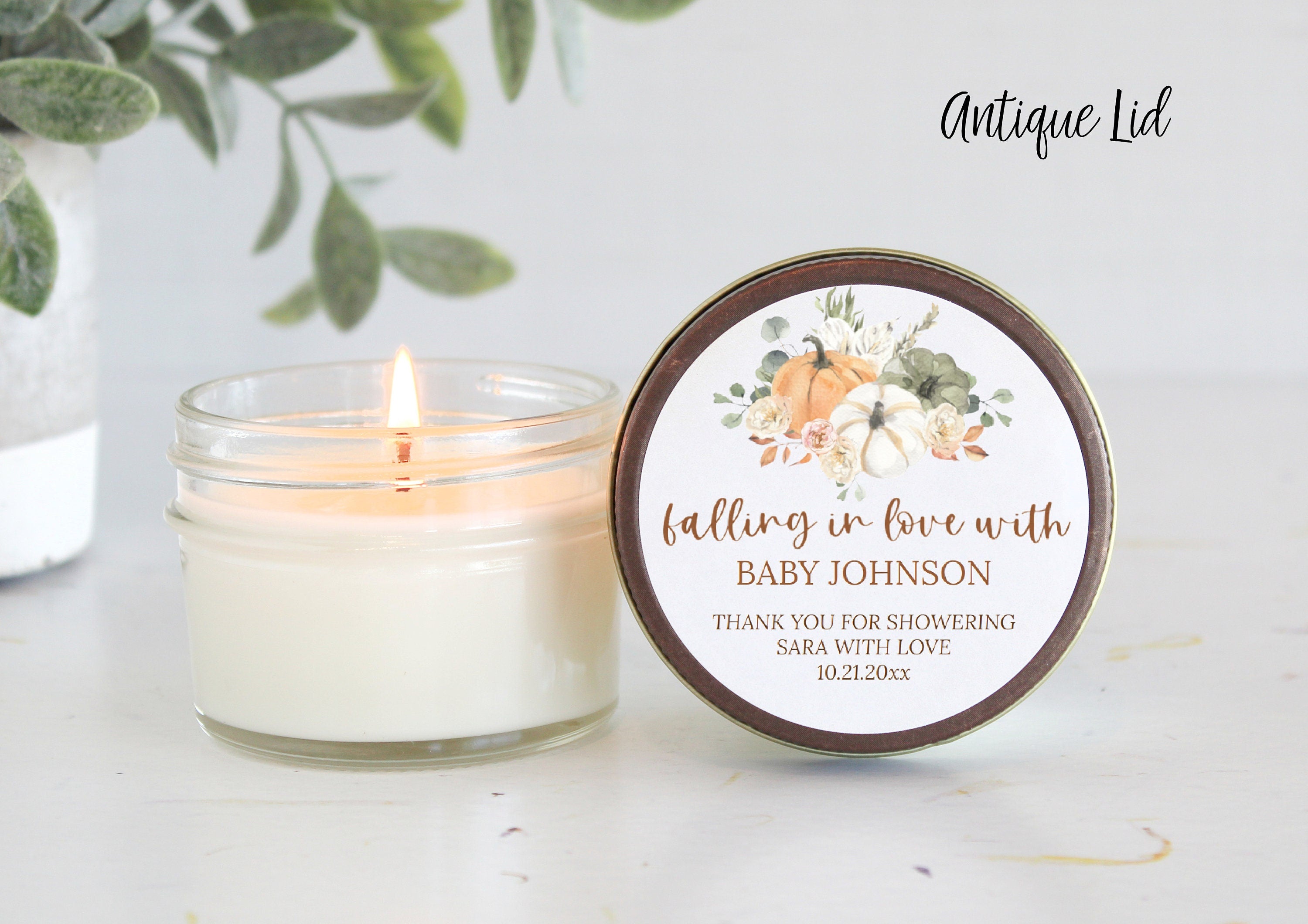 Pumpkin Baby Shower Candle Favors