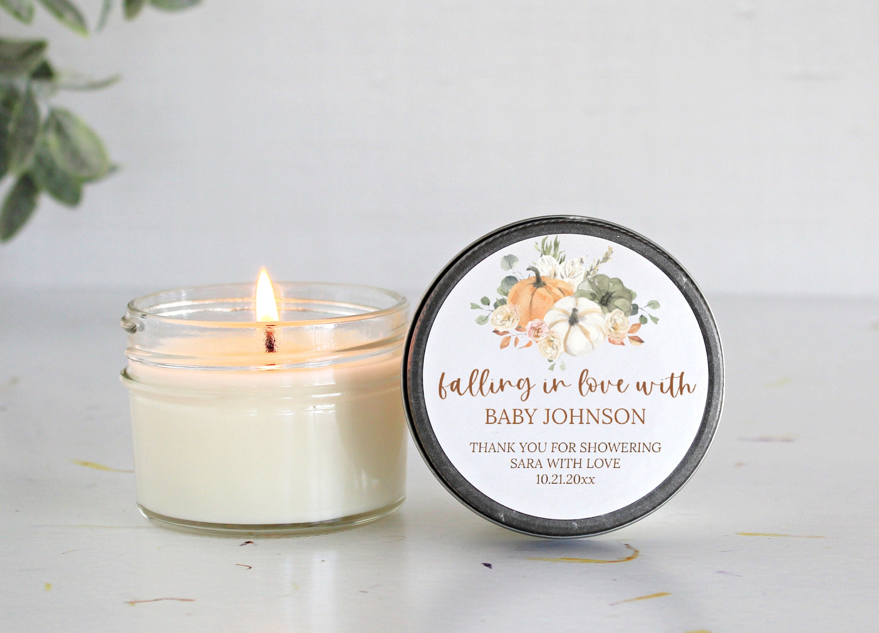 Pumpkin Baby Shower Candle Favors