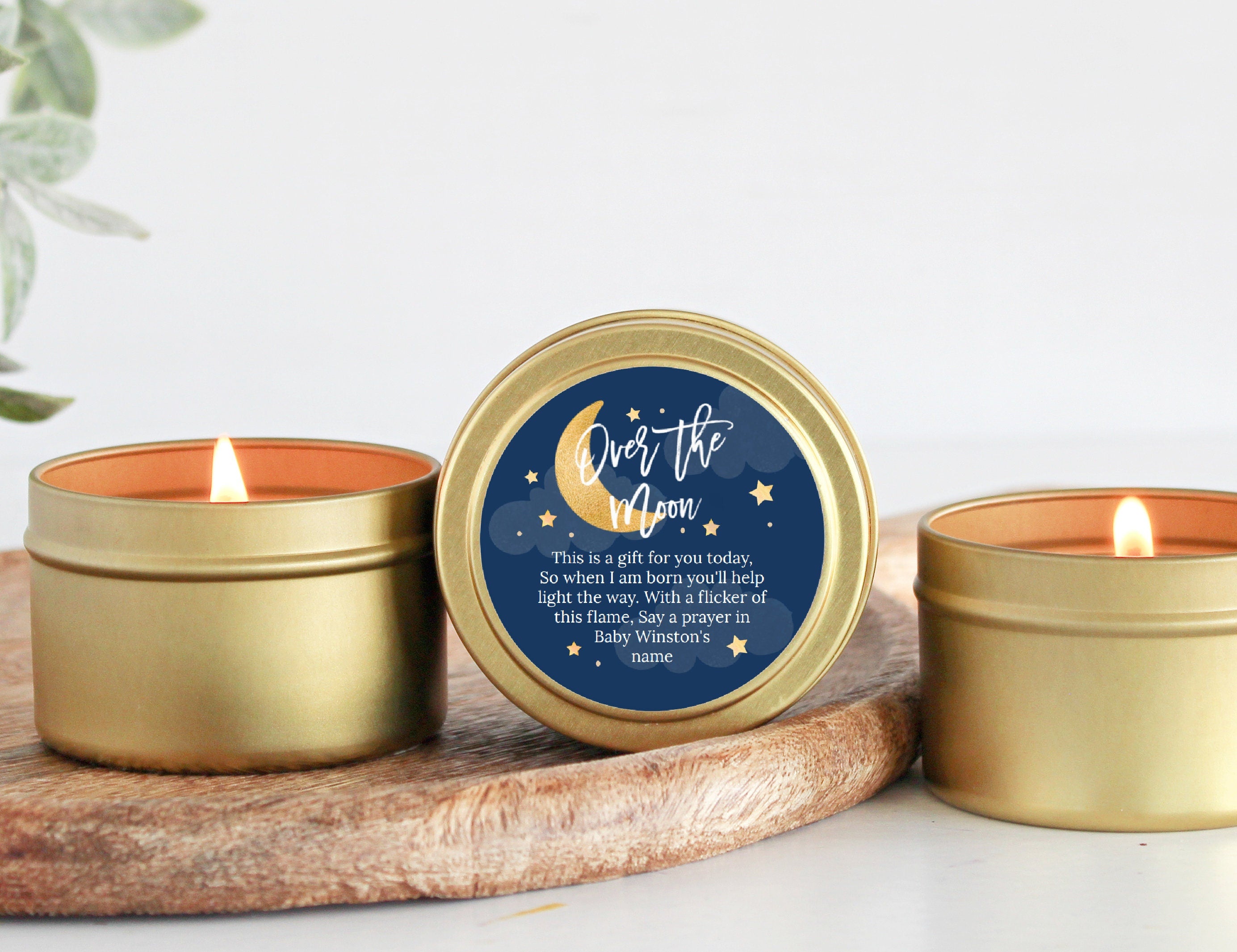 Over the Moon Baby Shower Tins - Set of 10
