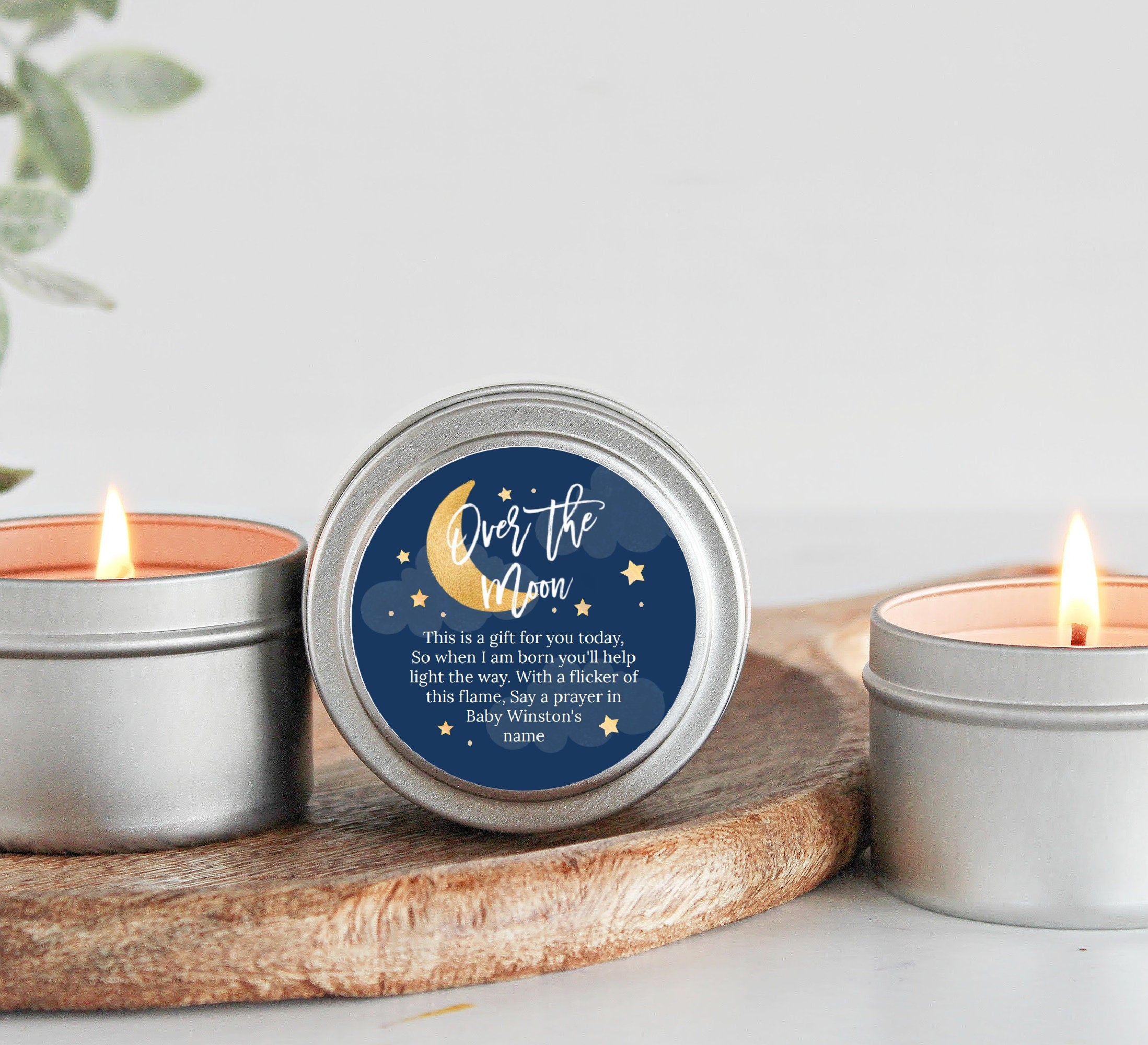 Over the Moon Baby Shower Tins - Set of 10